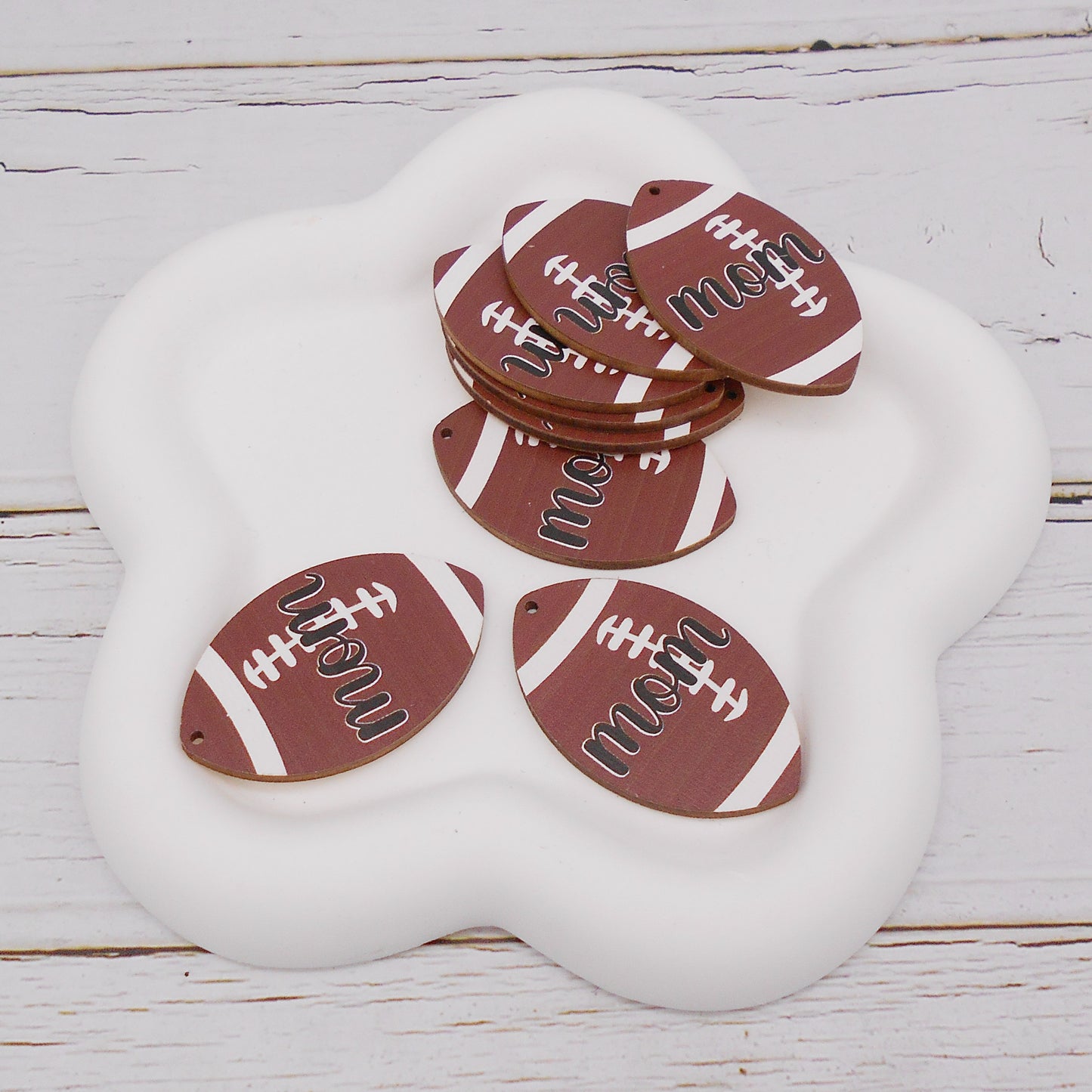 10PCS Wooden American Football Charms - Flat Back DIY Pendants for Jewelry Making (Necklace, Earrings, Bracelet) - Craft Supplies & Decor