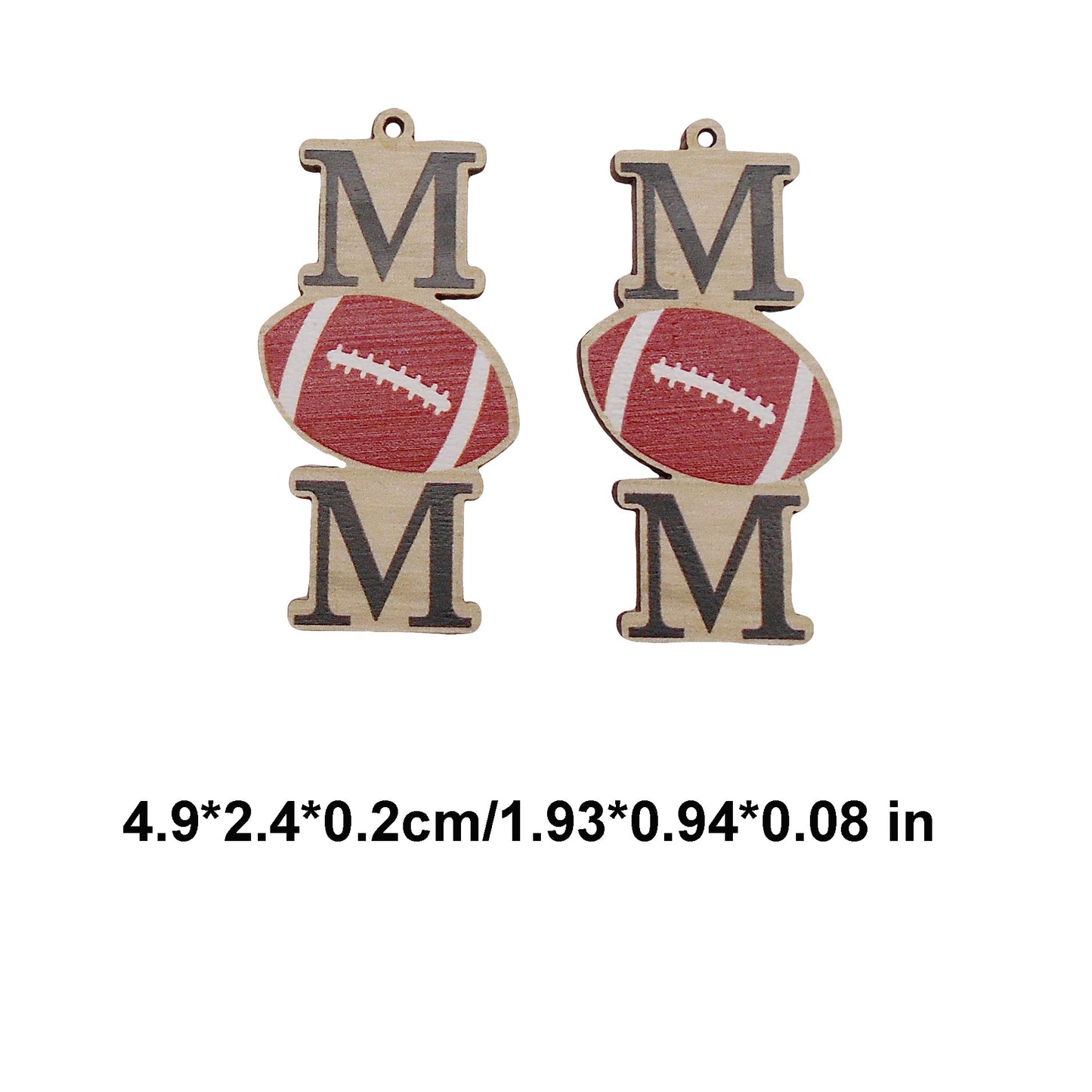 10PCS Wooden American Football Charms - Flat Back DIY Pendants for Jewelry Making (Necklace, Earrings, Bracelet) - Craft Supplies & Decor