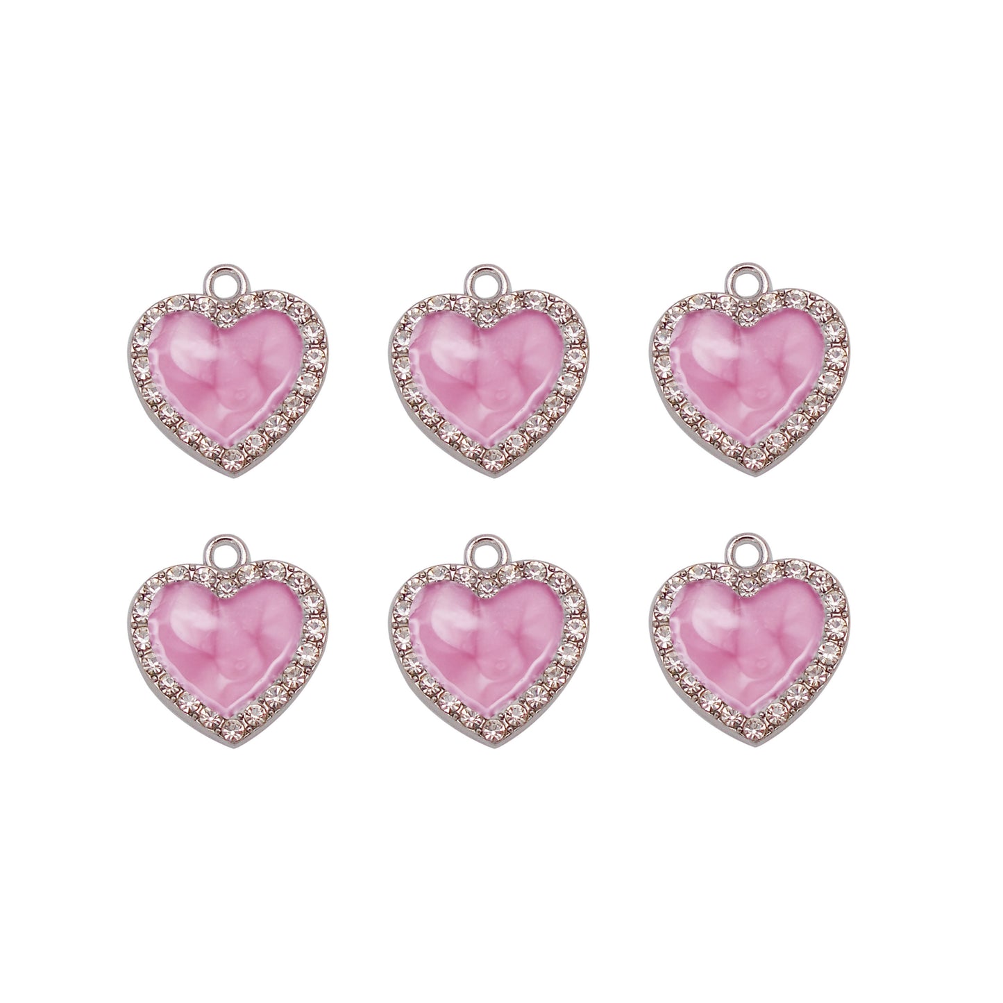 10Pcs Enamel Heart Charms Crystal Bezel Setting Heart Pendants Metal Necklace Bracelet Earrings Charms DIY Jewelry Making Accessories 18x17mm