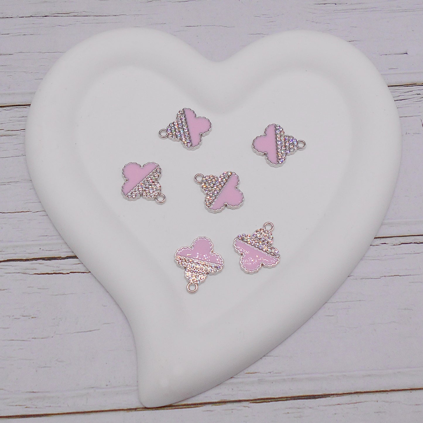 10Pcs Enamel Crystal Floral Pendants Flower Bezel Metal Charms for DIY Jewelry Making Crafts Hairpin Decor Phone Chain Accessories 22x18mm