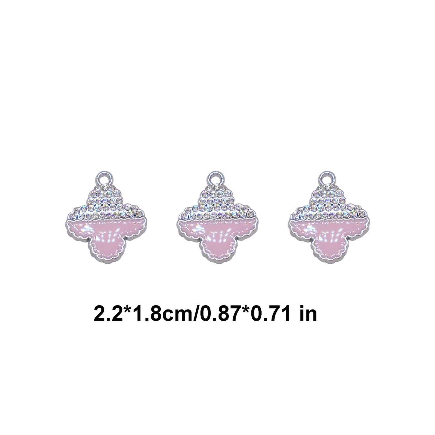 10Pcs Enamel Crystal Floral Pendants Flower Bezel Metal Charms for DIY Jewelry Making Crafts Hairpin Decor Phone Chain Accessories 22x18mm
