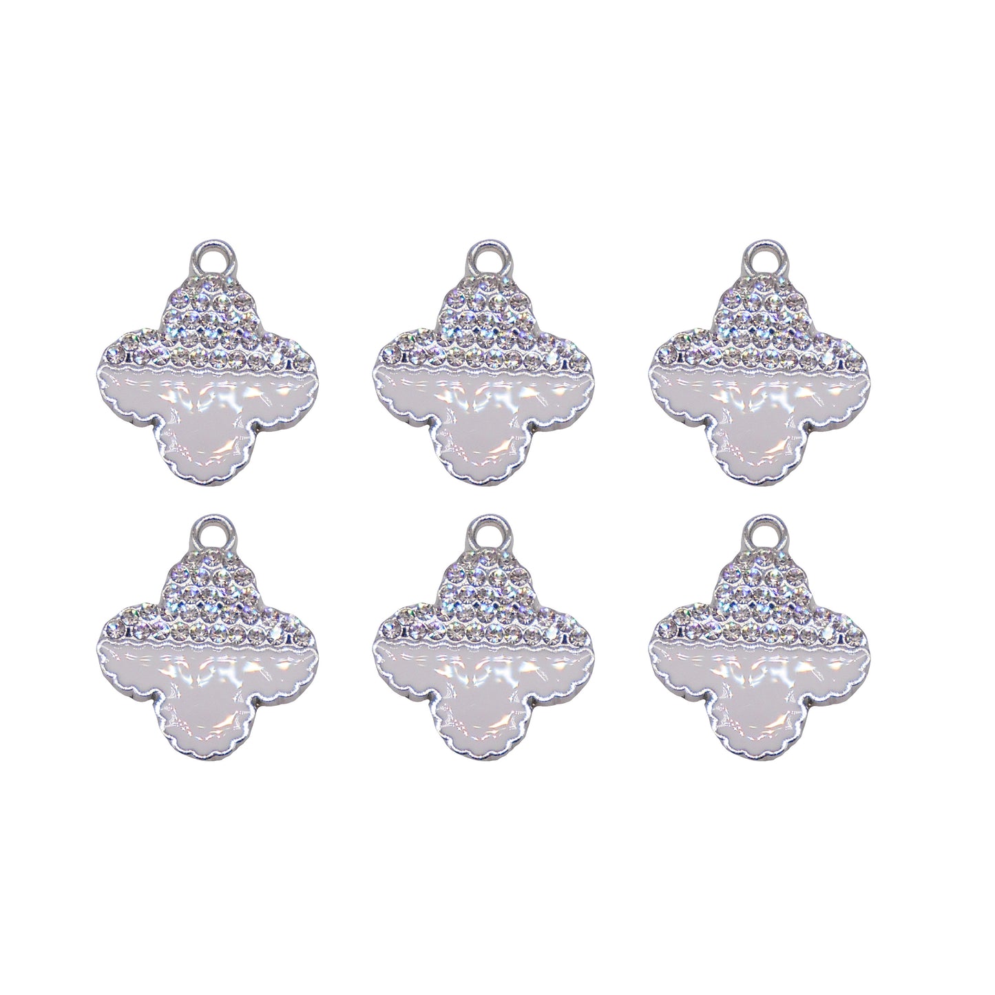 10Pcs Enamel Crystal Floral Pendants Flower Bezel Metal Charms for DIY Jewelry Making Crafts Hairpin Decor Phone Chain Accessories 22x18mm