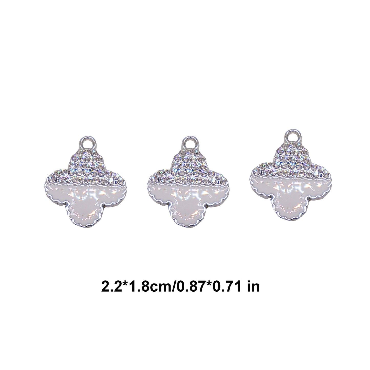 10Pcs Enamel Crystal Floral Pendants Flower Bezel Metal Charms for DIY Jewelry Making Crafts Hairpin Decor Phone Chain Accessories 22x18mm