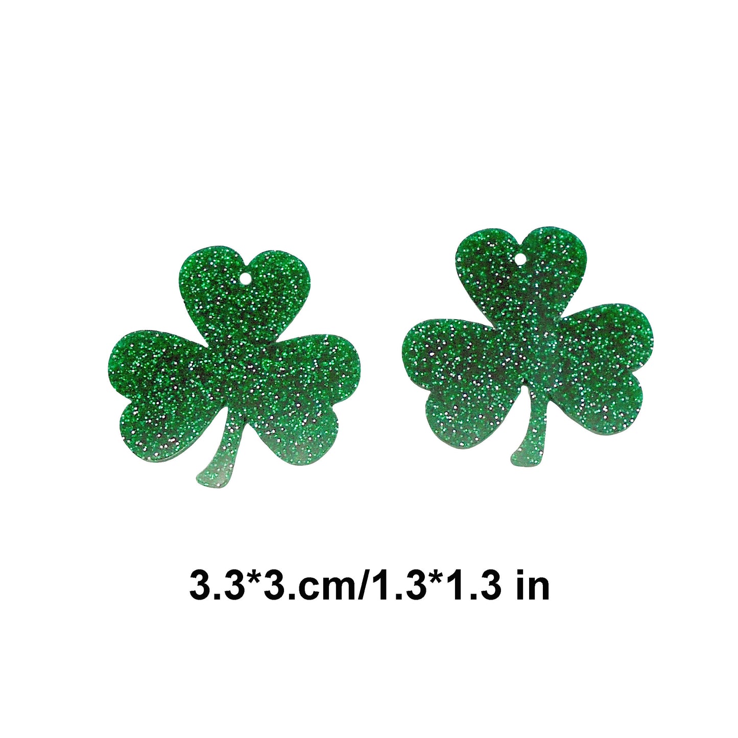 30pcs Three Leaf Clover Acrylic Shamrock St. Patrick's Day Green Pendant for Jewelry Necklace Bracelet Earring Making Keychain Bookmark DIY Craft Findings