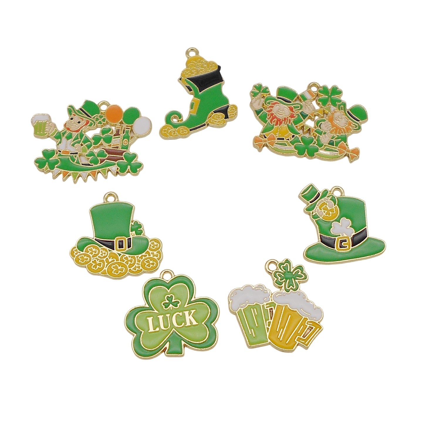 21pcs Enamel Charms Alloy Shamrock St. Patrick's Day Pendant for Jewelry Necklace Bracelet Earring Making Keychain Bookmark DIY Craft Findings