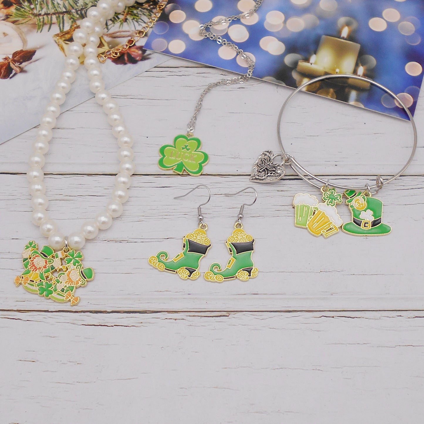 21pcs Enamel Charms Alloy Shamrock St. Patrick's Day Pendant for Jewelry Necklace Bracelet Earring Making Keychain Bookmark DIY Craft Findings