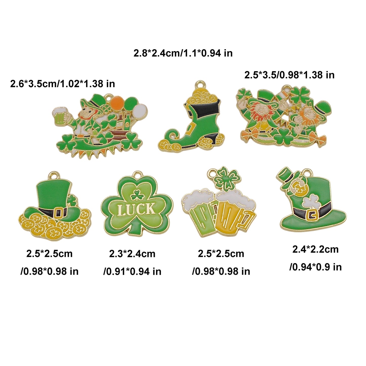 21pcs Enamel Charms Alloy Shamrock St. Patrick's Day Pendant for Jewelry Necklace Bracelet Earring Making Keychain Bookmark DIY Craft Findings