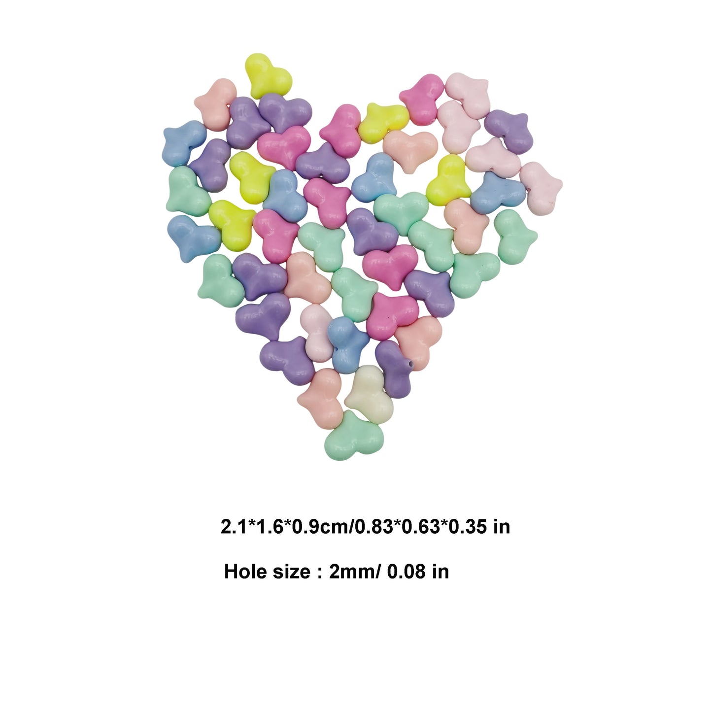 100pcs Random Plastic Mixed Color Heart Peach Beads for Jewelry Neckalce Bracelet Earrings DIY Craft