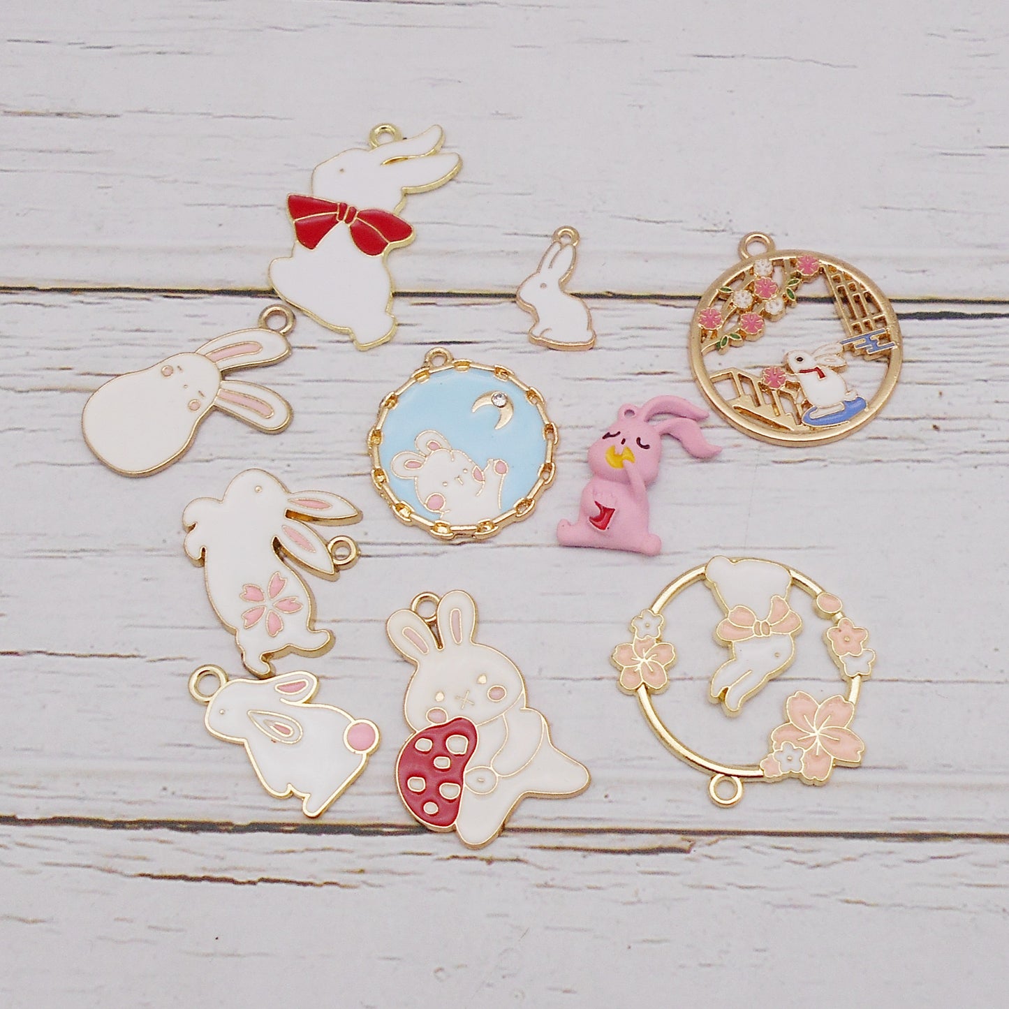 30PCS Enamel Charms Alloy Bunny Easter Pendant for Jewelry Necklace Bracelet Earring Making Keychain Bookmark DIY Craft Findings