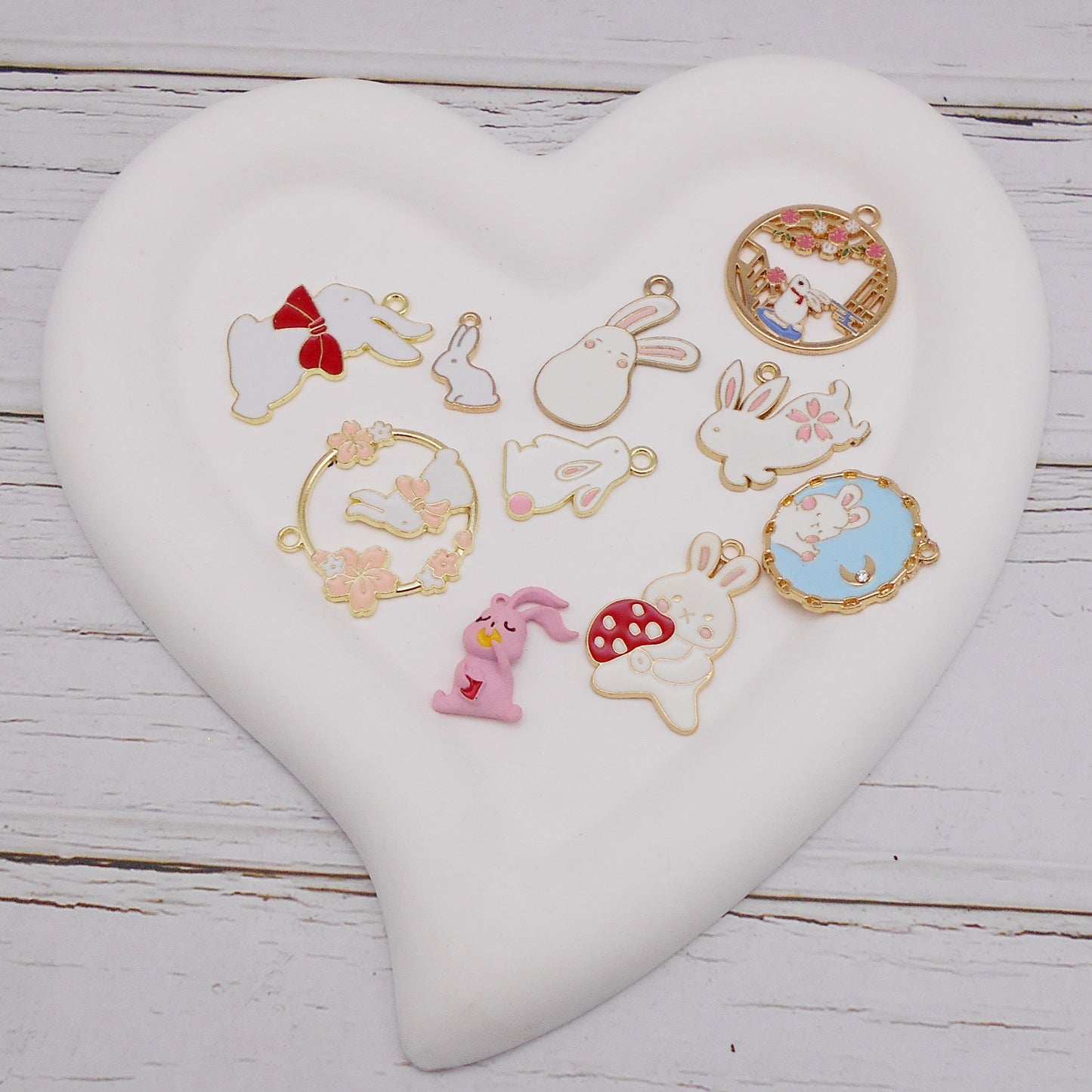 30PCS Enamel Charms Alloy Bunny Easter Pendant for Jewelry Necklace Bracelet Earring Making Keychain Bookmark DIY Craft Findings