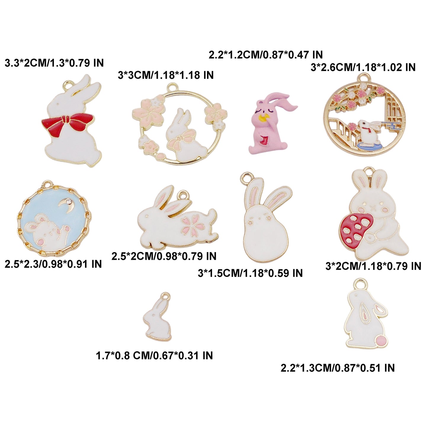 30PCS Enamel Charms Alloy Bunny Easter Pendant for Jewelry Necklace Bracelet Earring Making Keychain Bookmark DIY Craft Findings