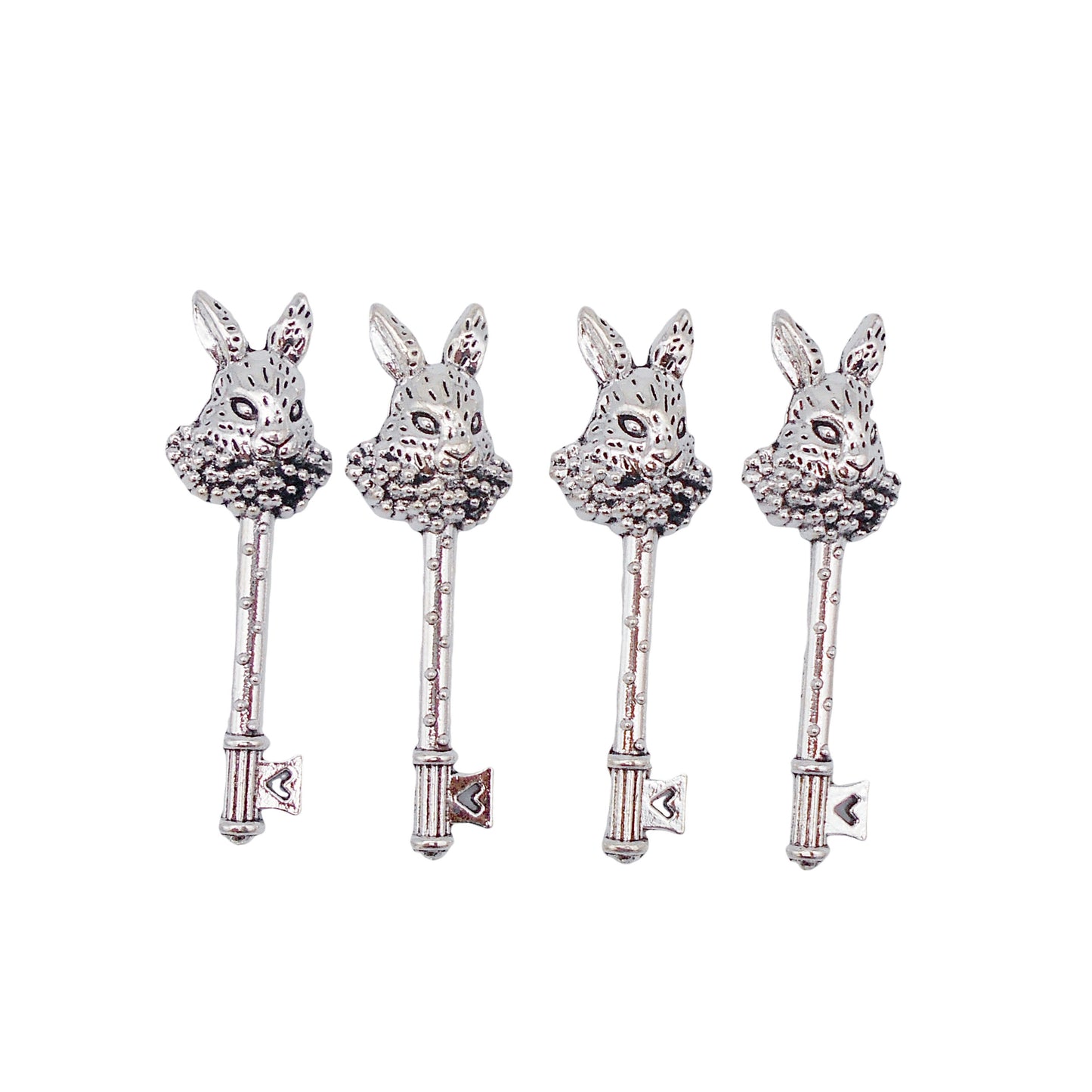 10PCS 50x15mm Retro Silver Bunny Key Pendant Metal Material Rabbit Key Charm for DIY Jewelry Making