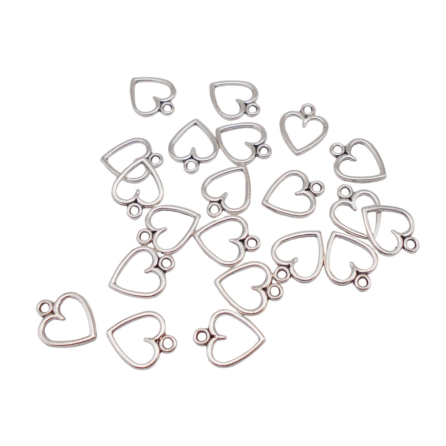 Antique Silver Alloy Heart Charm Pendant 100pcs/pack