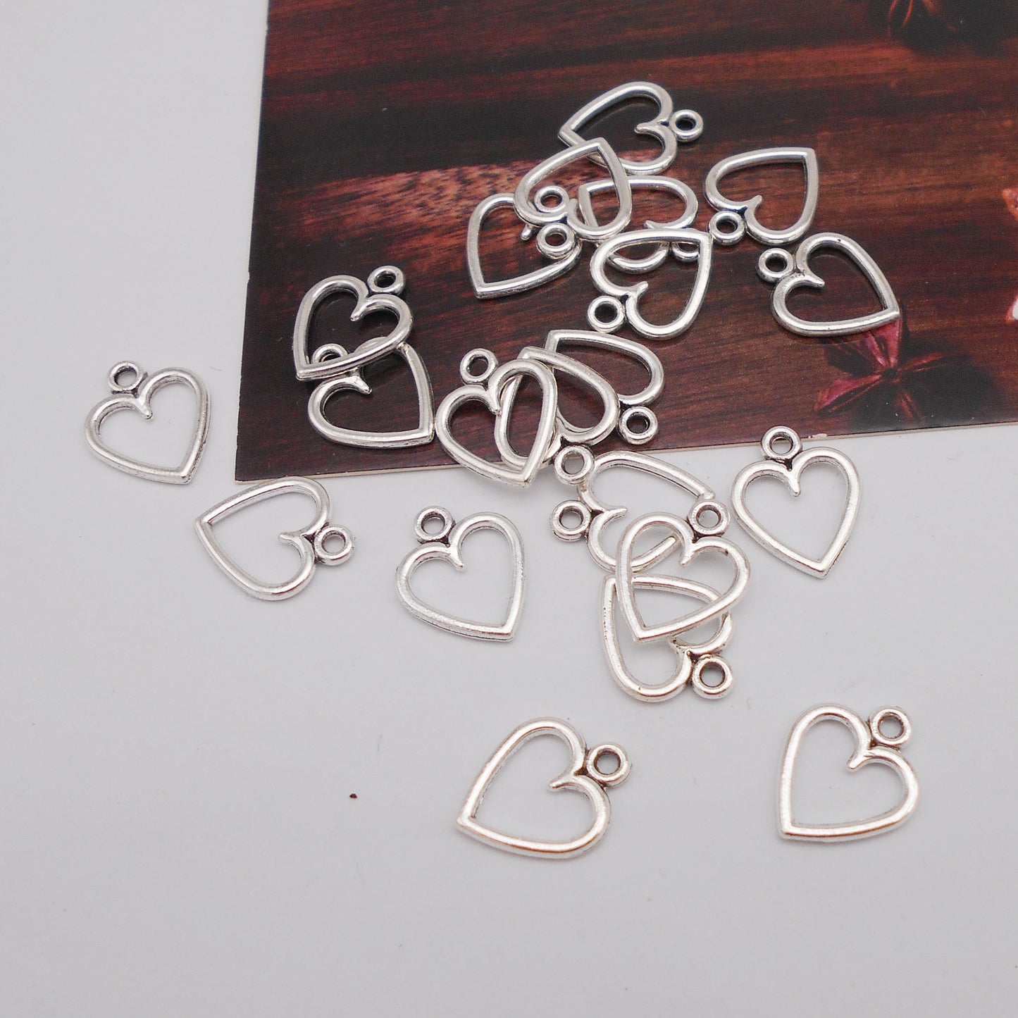 Antique Silver Alloy Heart Charm Pendant 100pcs/pack