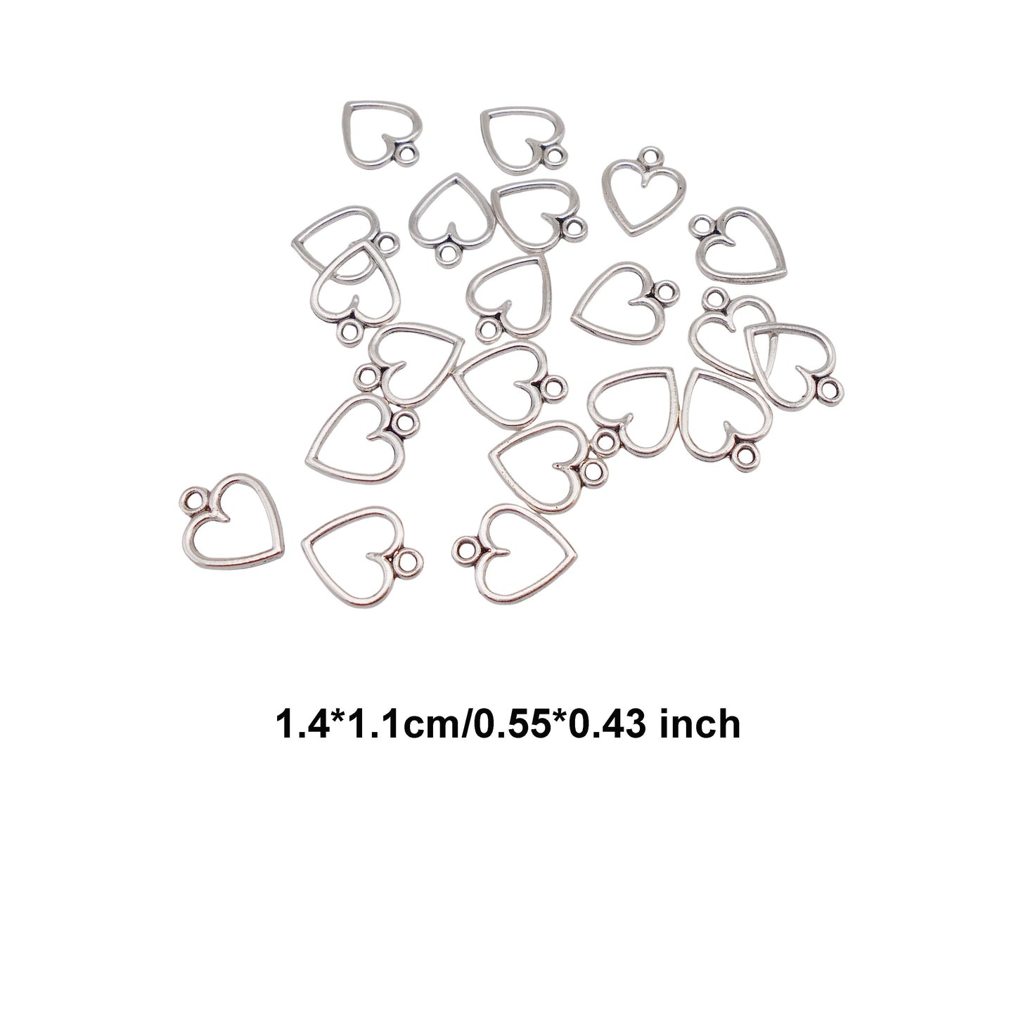 Antique Silver Alloy Heart Charm Pendant 100pcs/pack