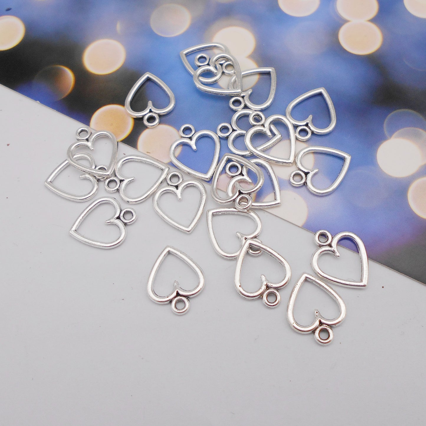 Antique Silver Alloy Heart Charm Pendant 100pcs/pack