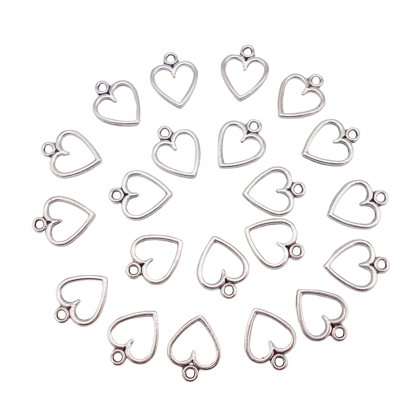 Antique Silver Alloy Heart Charm Pendant 100pcs/pack