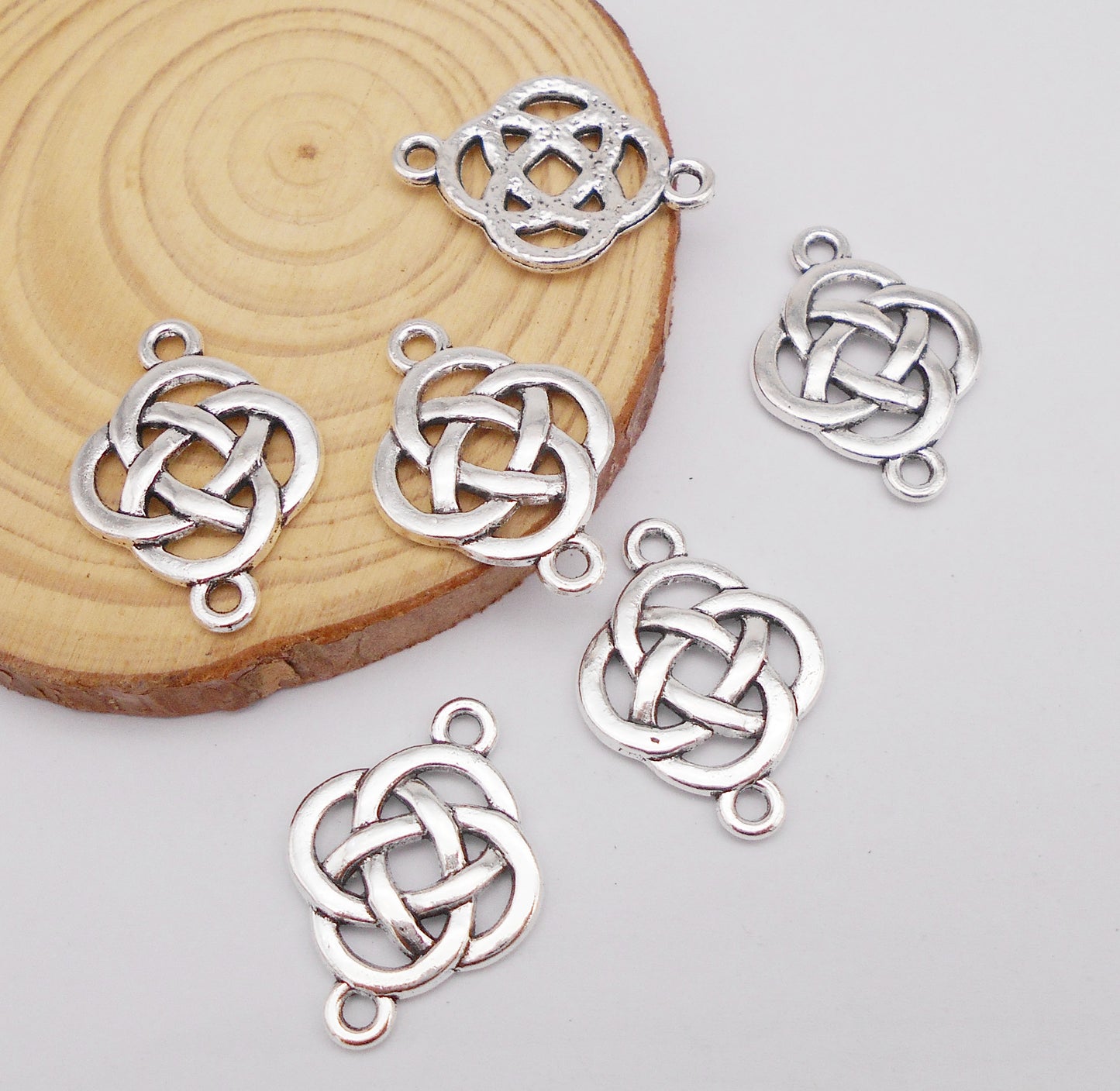 10PCS 25x18mm Antique Silver Chinese Knot Charms Metal Celtic Knot Pendant Connector for DIY Jewelry Making Accessories Craft Decoration