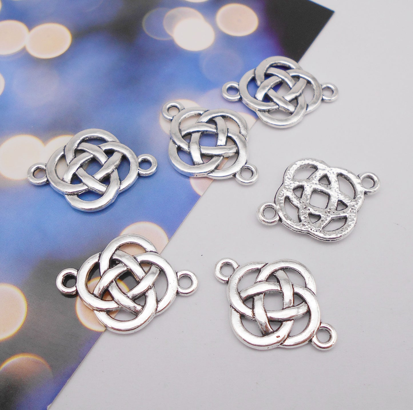 10PCS 25x18mm Antique Silver Chinese Knot Charms Metal Celtic Knot Pendant Connector for DIY Jewelry Making Accessories Craft Decoration