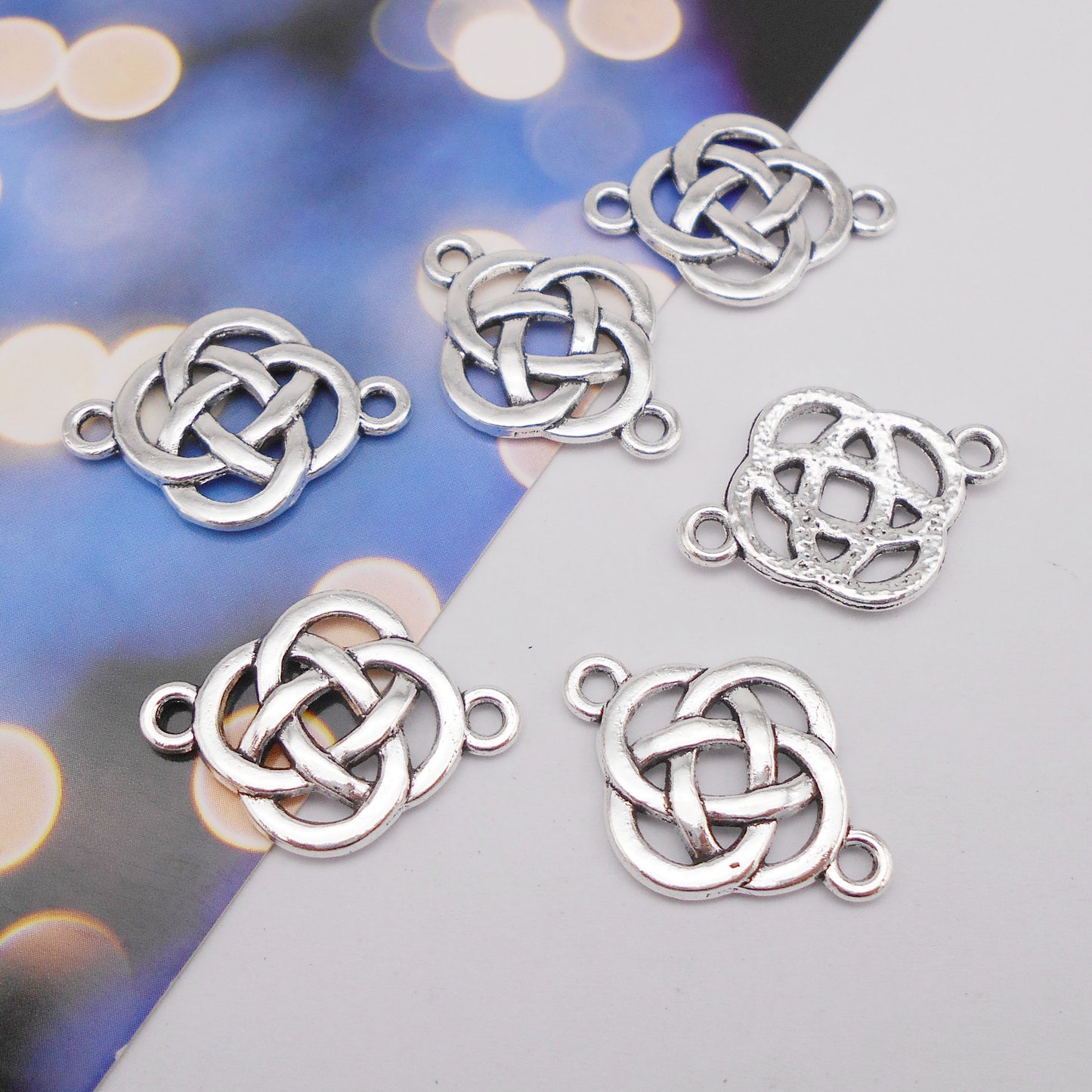 10PCS 25x18mm Antique Silver Chinese Knot Charms Metal Celtic Knot Pendant Connector for DIY Jewelry Making Accessories Craft Decoration