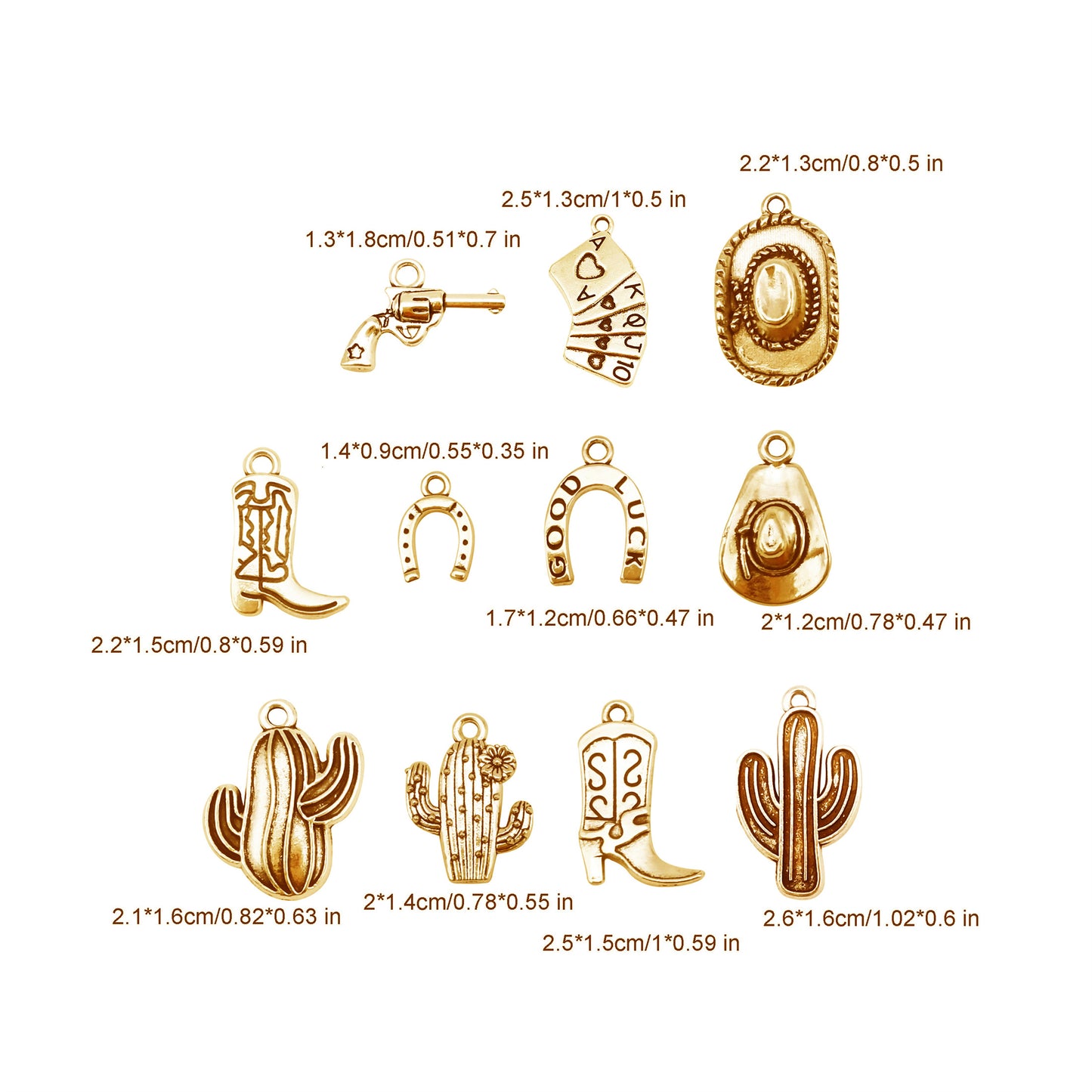 100 Grams Alloy Western Cowboy Cowgirl Charms Antique Silver Gold Color Boot Hat Pendants for Necklace Earrings Bracelet Jewelry Making Women Gifts Craft DIY Findings