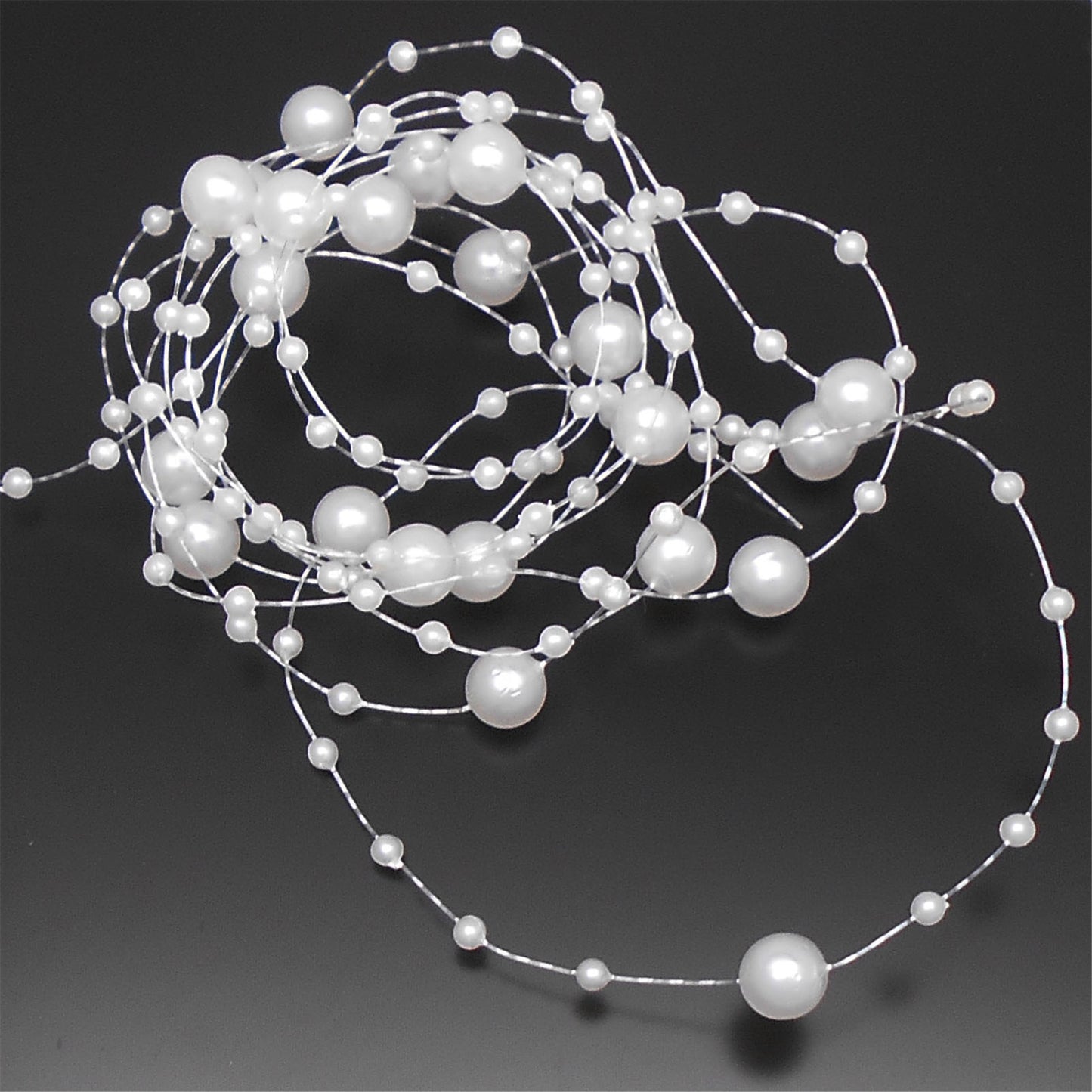 60meters / 65Yard Artificial Pearls String Beads Chain Fishing Line Garland Flowers Wedding Party Decoration Party Supplies White Color 8mm 3mm