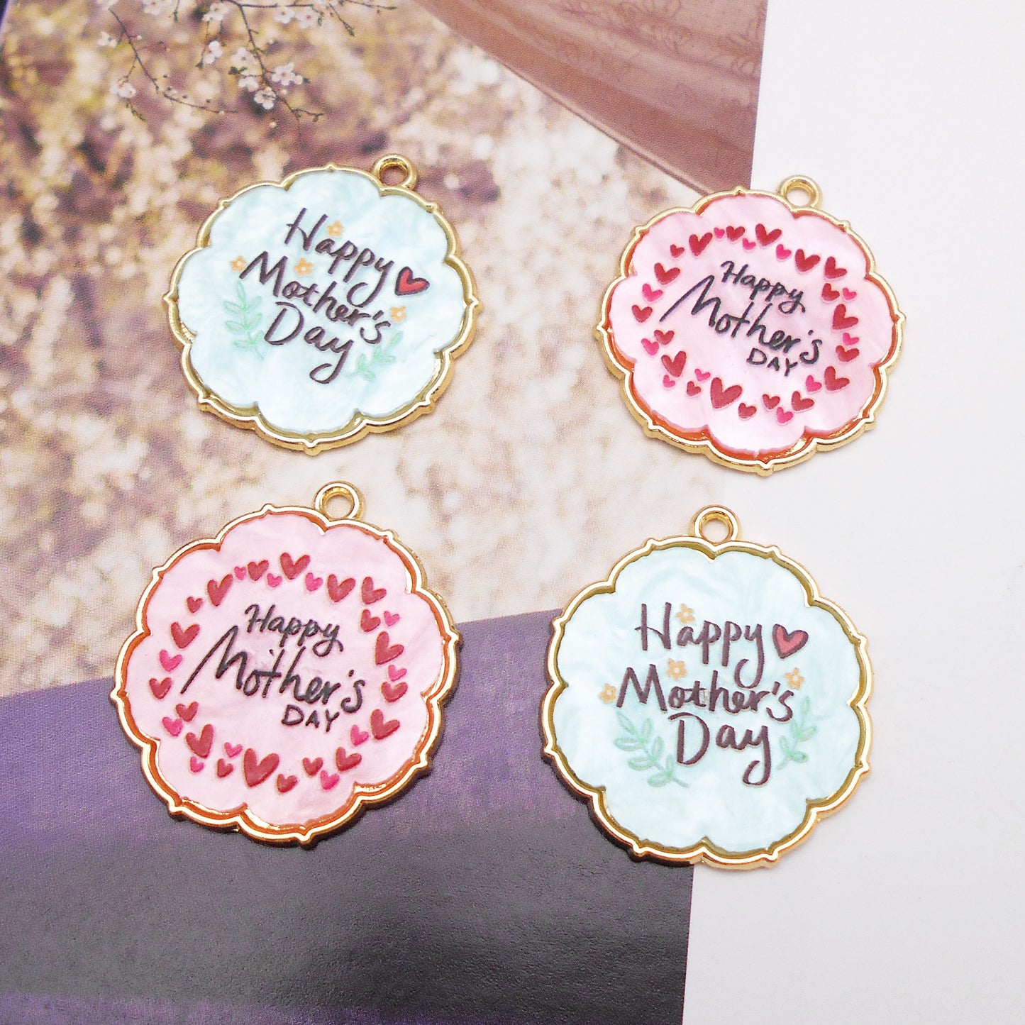 10pcs Happy Mother's Day Pendant Charm Alloy Resin Jewelry Necklace Bracelet Charms DIY