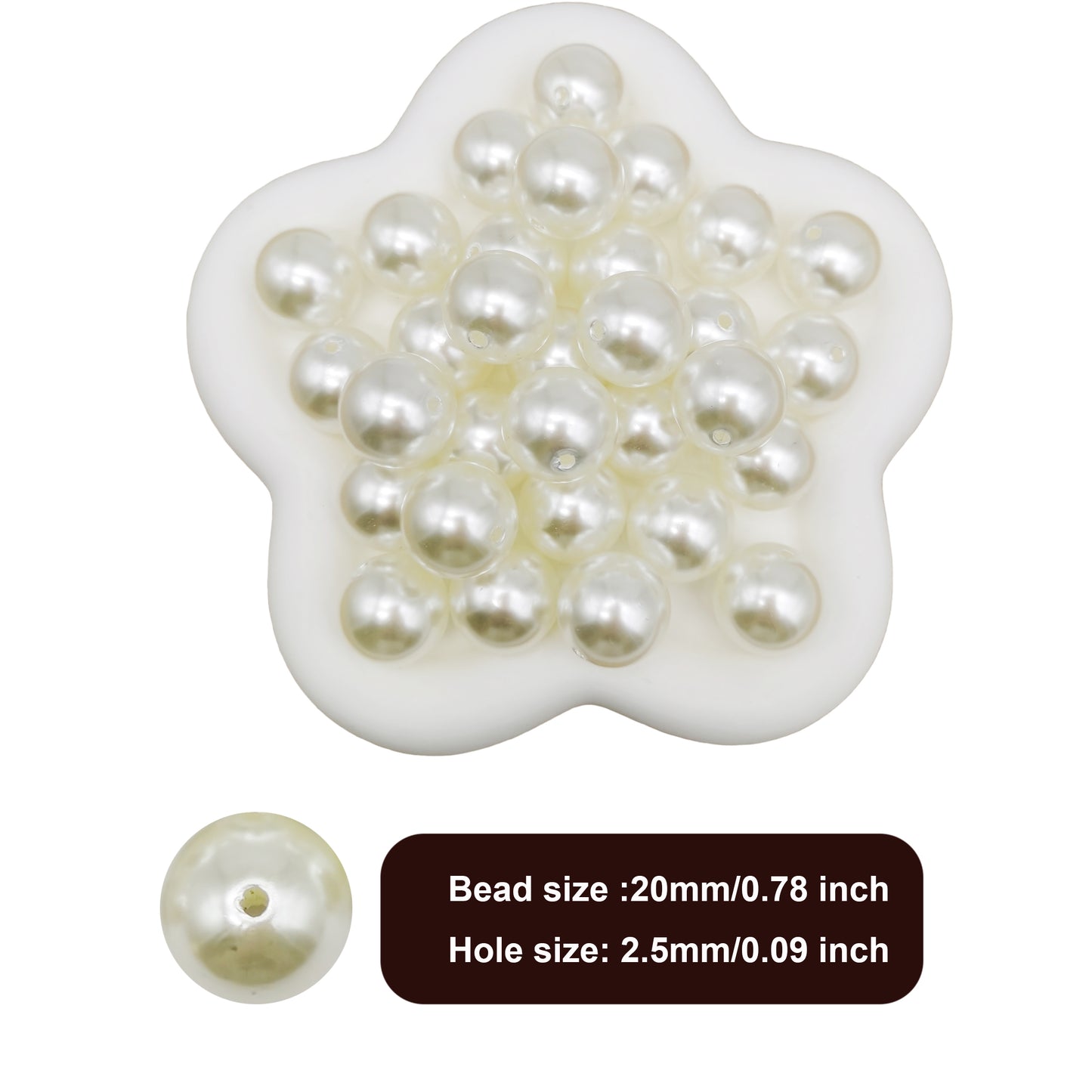 Large Size Beige Pearls Beads,Plastic Faux Pearl with Hole,Loose Spacer Beads for Jewelry Making,Bracelets Necklaces Earrings DIY Accessory,Crafts Vase Filler Decoration