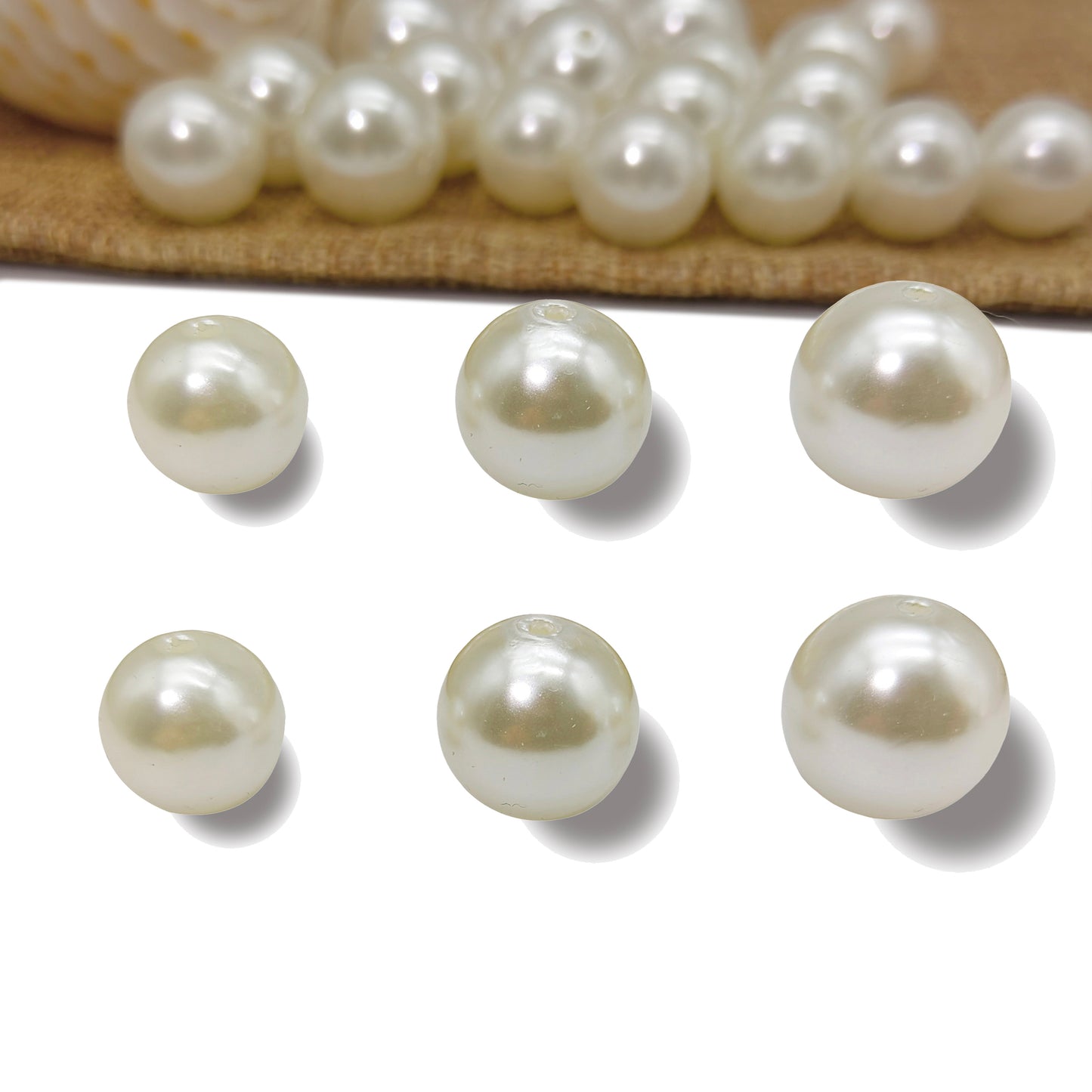 Large Size Beige Pearls Beads,Plastic Faux Pearl with Hole,Loose Spacer Beads for Jewelry Making,Bracelets Necklaces Earrings DIY Accessory,Crafts Vase Filler Decoration