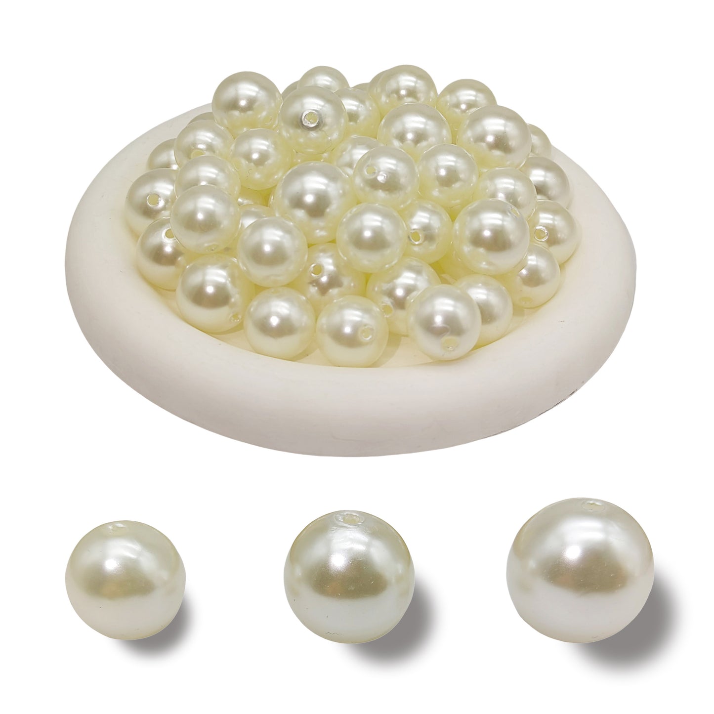 Large Size Beige Pearls Beads,Plastic Faux Pearl with Hole,Loose Spacer Beads for Jewelry Making,Bracelets Necklaces Earrings DIY Accessory,Crafts Vase Filler Decoration