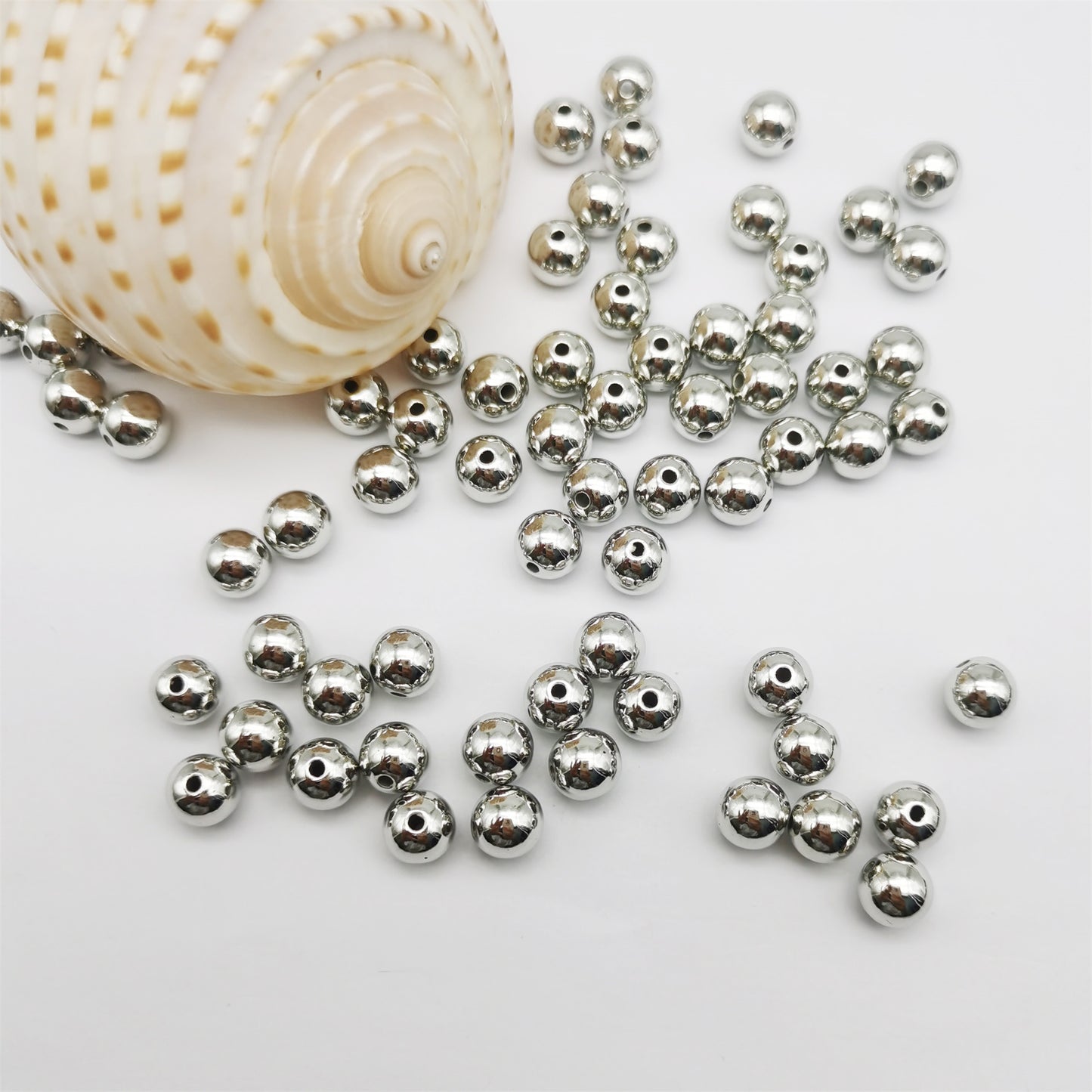200-4200pcs 4mm 6mm 8mm SilverTone Spacer Beads CCB Plastic Smooth Round Bead Loose Beads for Bracelet Necklace Jewelry Making