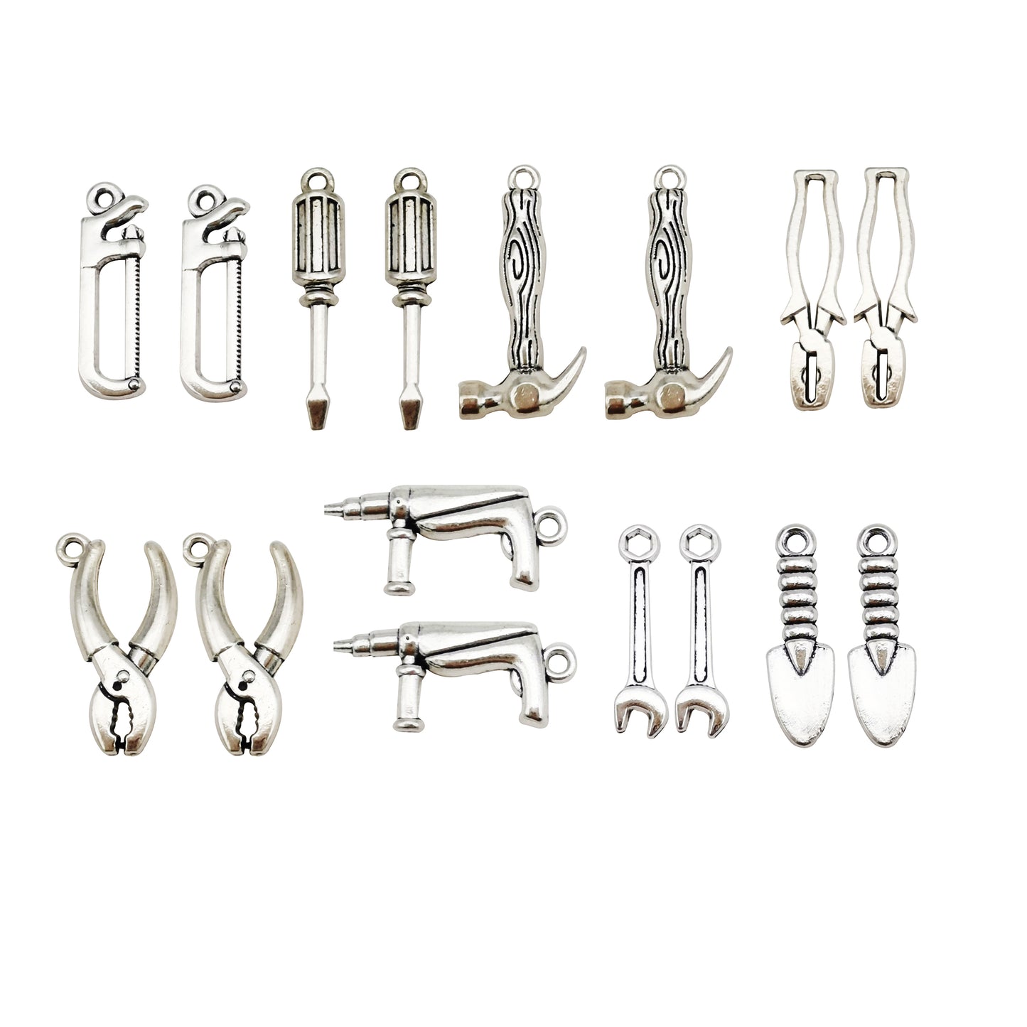 24pcs Father's Day Tools Charms Screwdriver Vise Hammer Saw Alloy Pendant for Jewelry Keychain Making DIY Craft