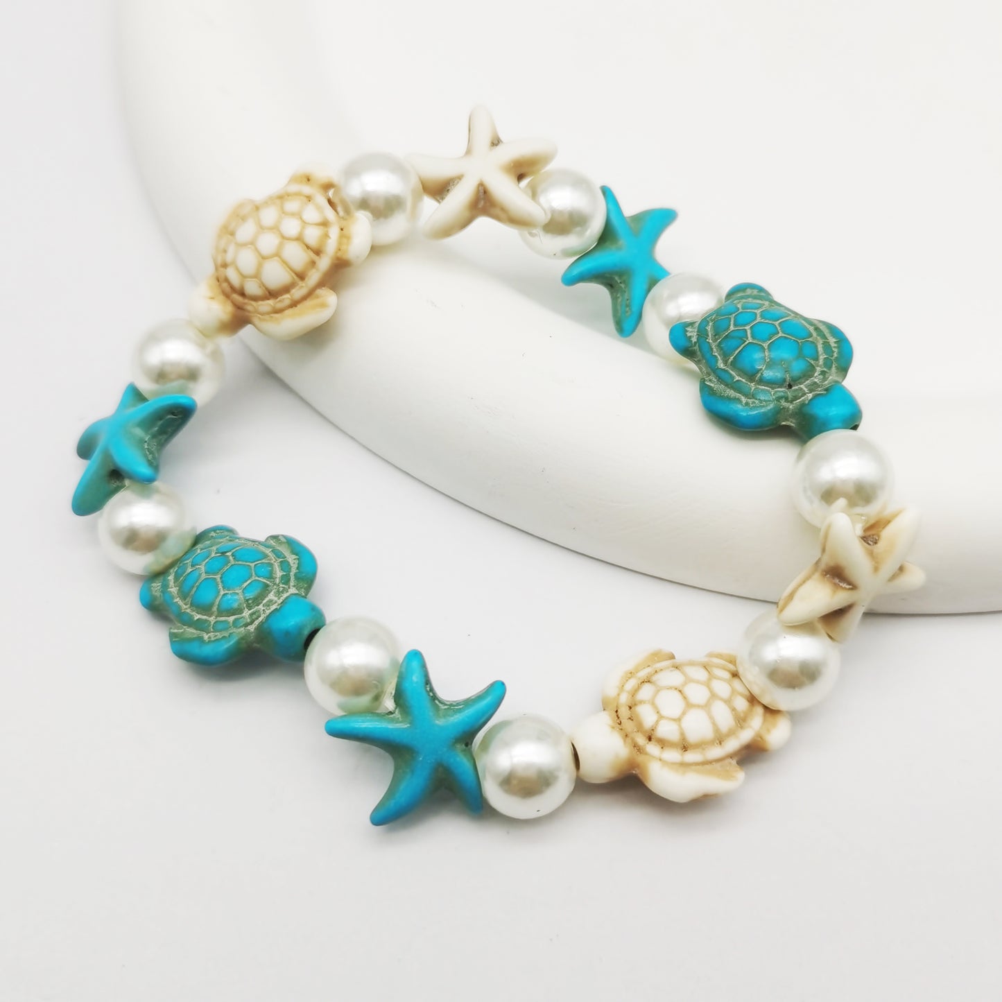 280pcs Artificial turquoise man-made turquoise turtle starfish beads Mixed spacer beads loose beads for sea beach jewelry making DIY