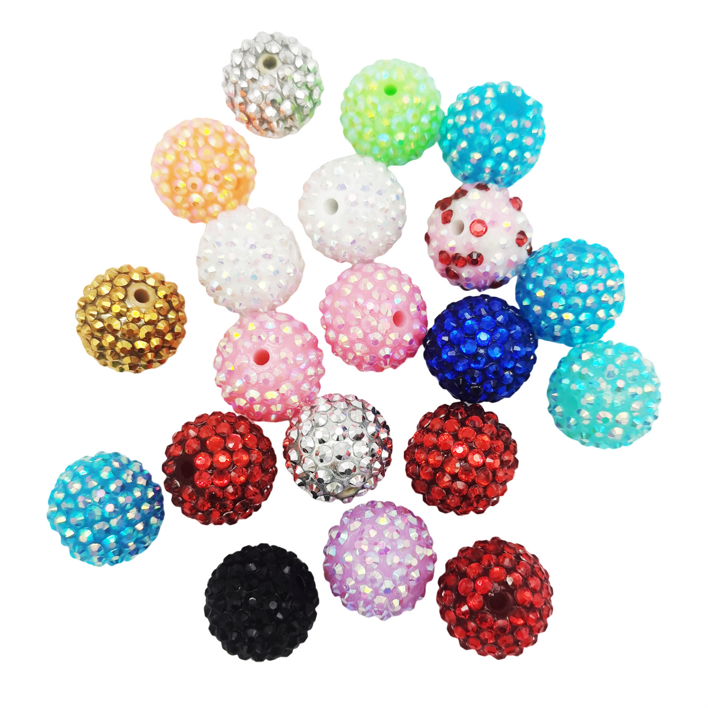 20pcs 20mm Acrylic Rhinestone Beads for Beadable Pen ,hole diameter about 3mm Random Color