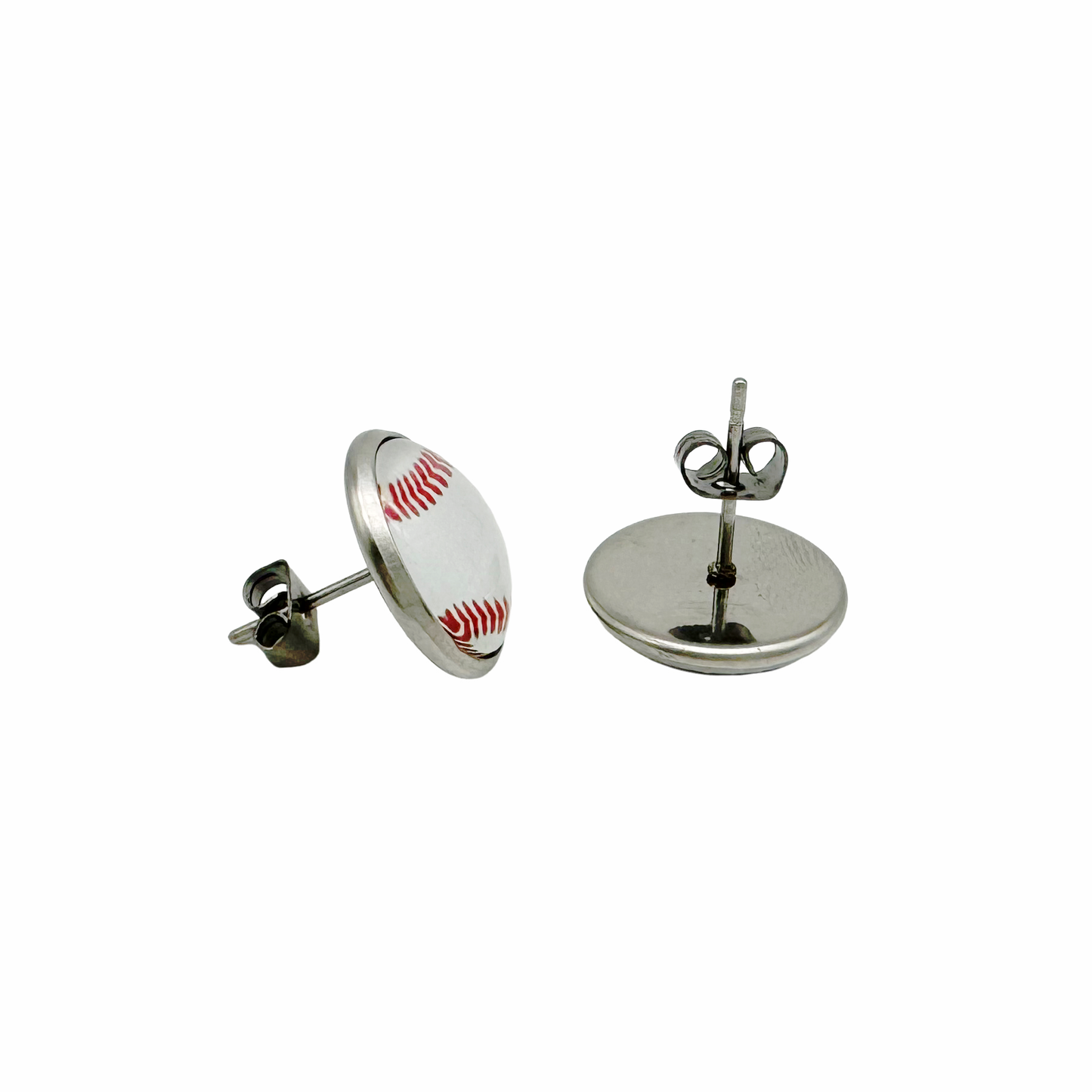 1 Pair Baseball Pattern Stud Ear, Stainless Steel Earrings Women Hypoallergenic Ear Piercing Jewelry for Daily Use