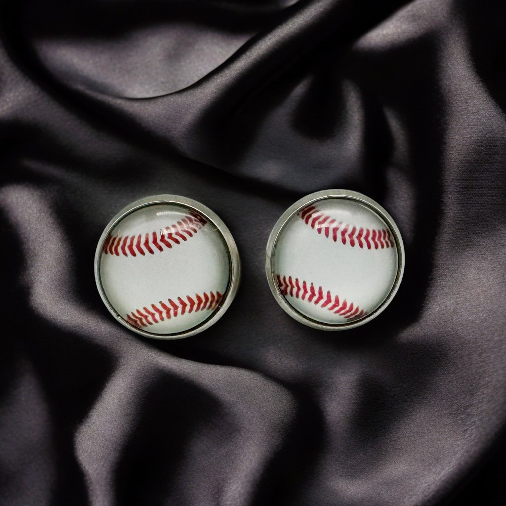1 Pair Baseball Pattern Stud Ear, Stainless Steel Earrings Women Hypoallergenic Ear Piercing Jewelry for Daily Use