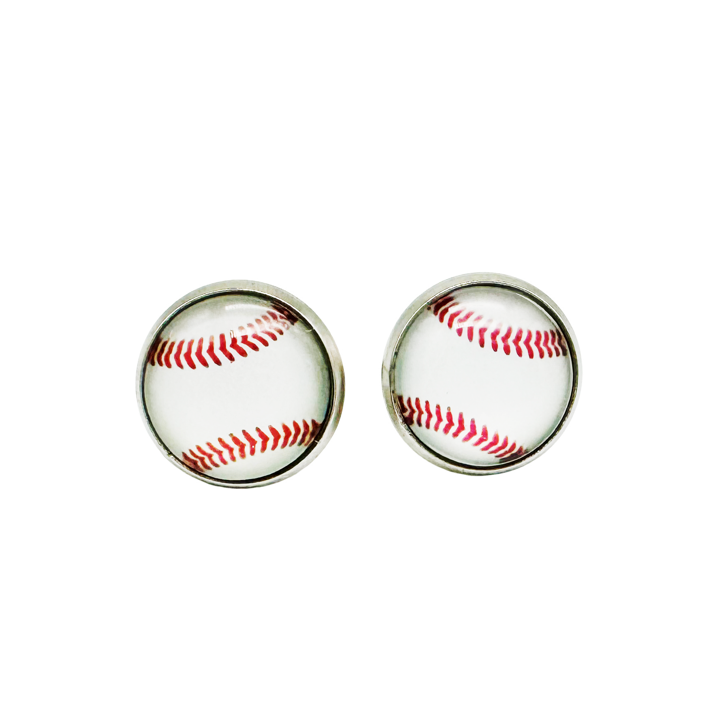 1 Pair Baseball Pattern Stud Ear, Stainless Steel Earrings Women Hypoallergenic Ear Piercing Jewelry for Daily Use