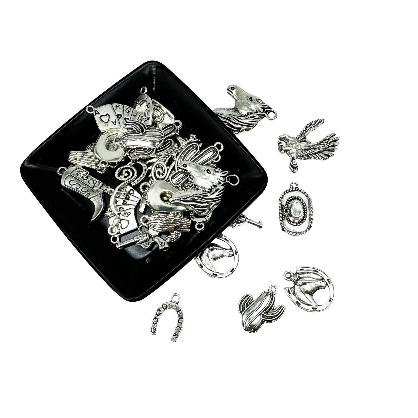 100 Grams Alloy Western Cowboy Cowgirl Charms Antique Silver Gold Color Boot Hat Pendants for Necklace Earrings Bracelet Jewelry Making Women Gifts Craft DIY Findings Eagle Horse