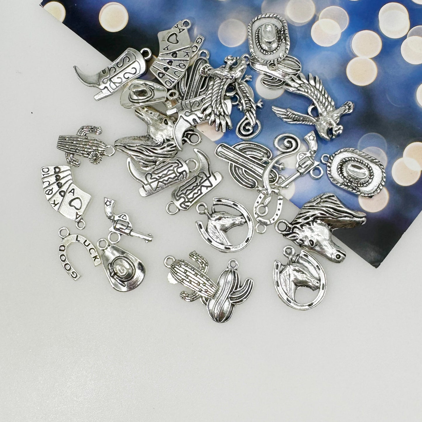 100 Grams Alloy Western Cowboy Cowgirl Charms Antique Silver Gold Color Boot Hat Pendants for Necklace Earrings Bracelet Jewelry Making Women Gifts Craft DIY Findings Eagle Horse