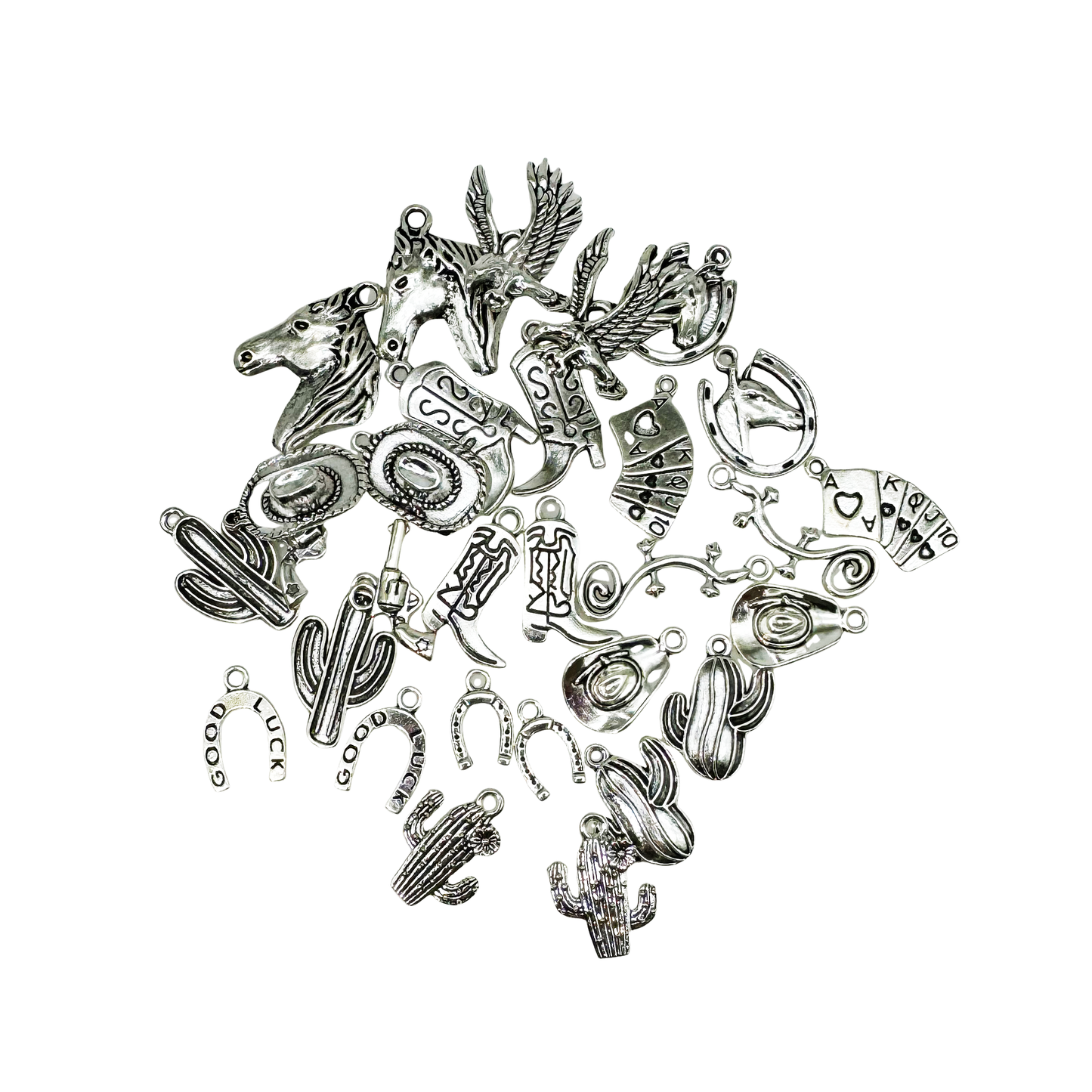 100 Grams Alloy Western Cowboy Cowgirl Charms Antique Silver Gold Color Boot Hat Pendants for Necklace Earrings Bracelet Jewelry Making Women Gifts Craft DIY Findings Eagle Horse