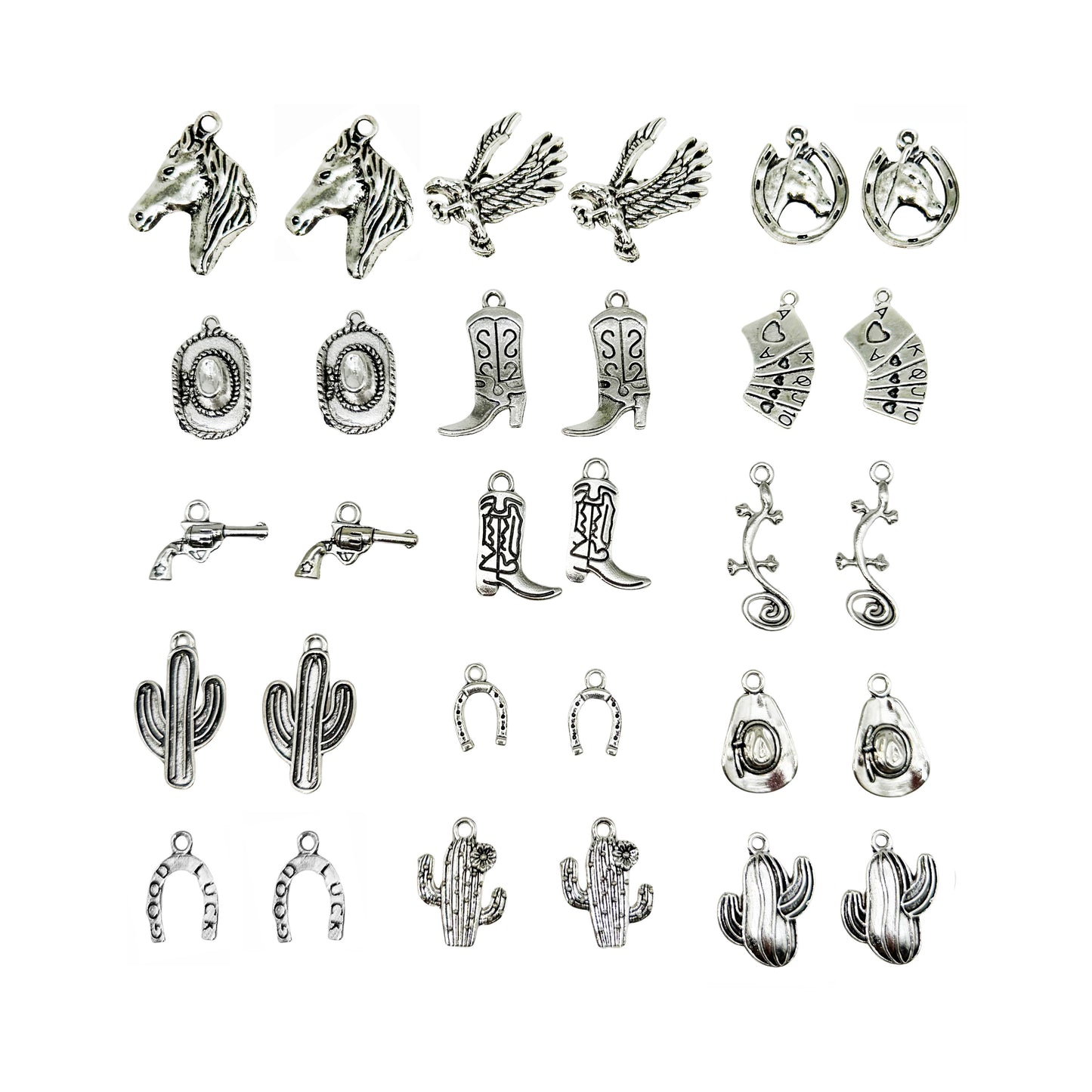 100 Grams Alloy Western Cowboy Cowgirl Charms Antique Silver Gold Color Boot Hat Pendants for Necklace Earrings Bracelet Jewelry Making Women Gifts Craft DIY Findings Eagle Horse