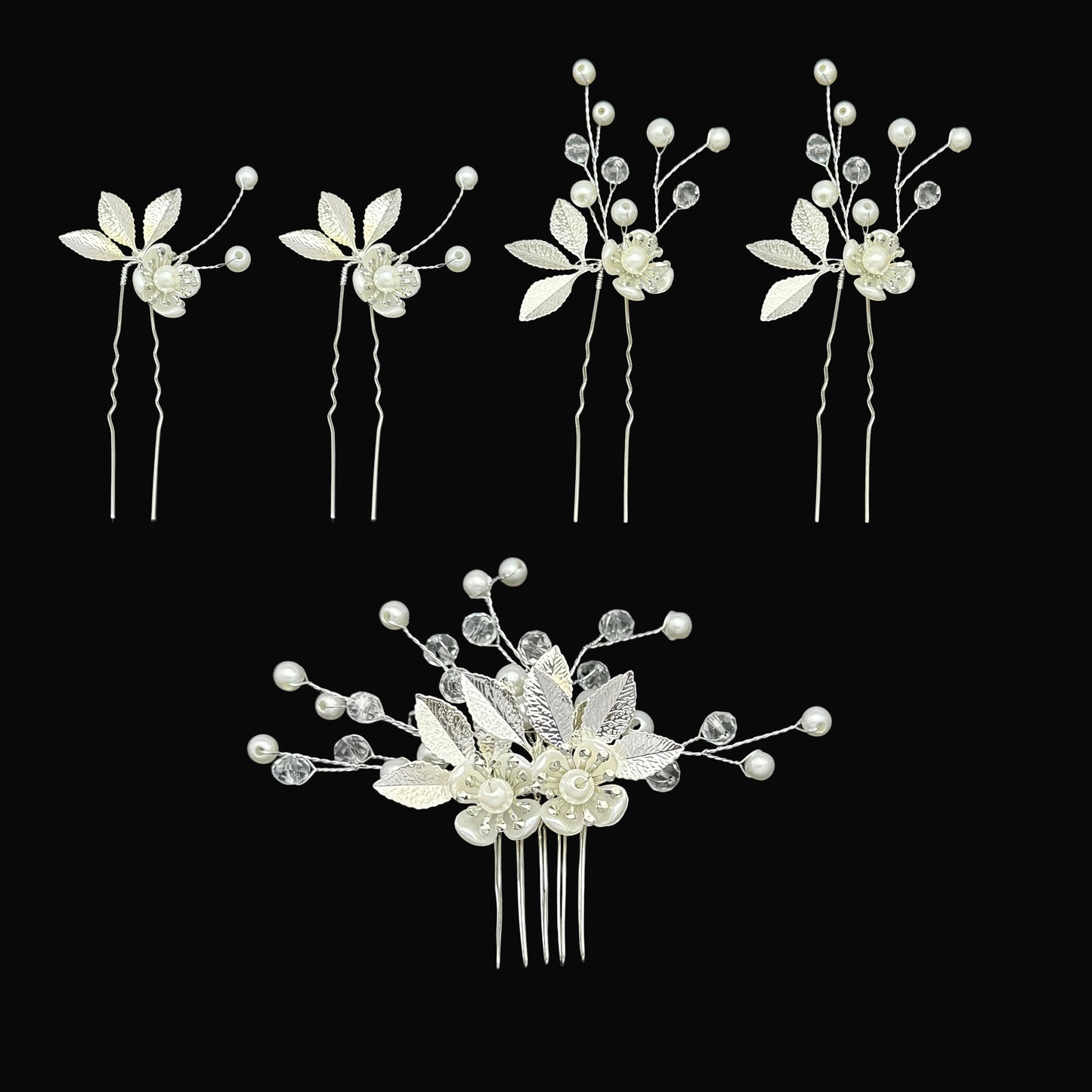 5 PCS Wedding Bridal Hair Pins Set Pearl Hair Clips Vintage Flower Hair Headpiece Jewelry for Bridesmaids Brides Girls Hair Accessories