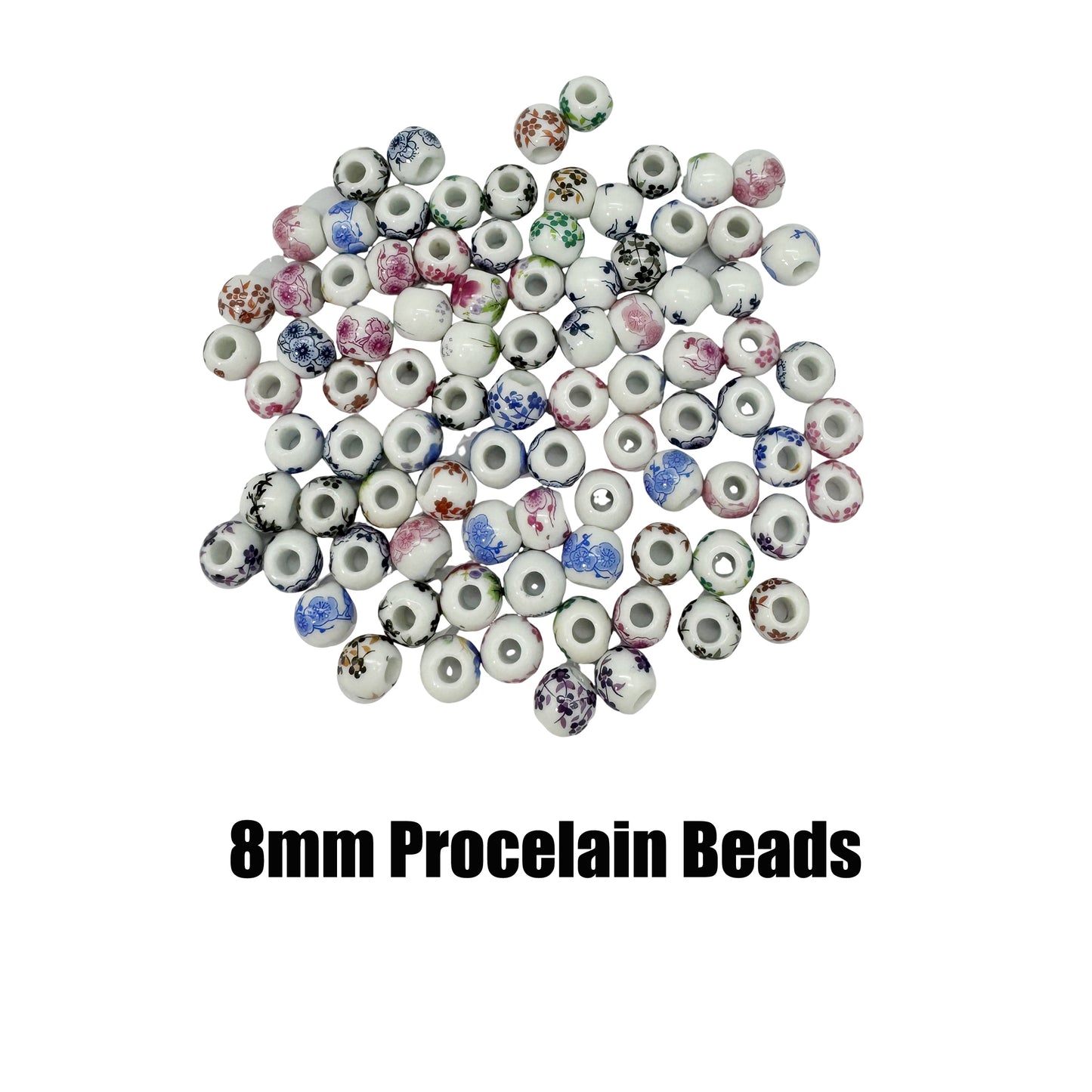 300pcs Flower Procelain Beads Spacer Loose Beads for Jewelry Necklace Bracelet Earring Making DIY Craft