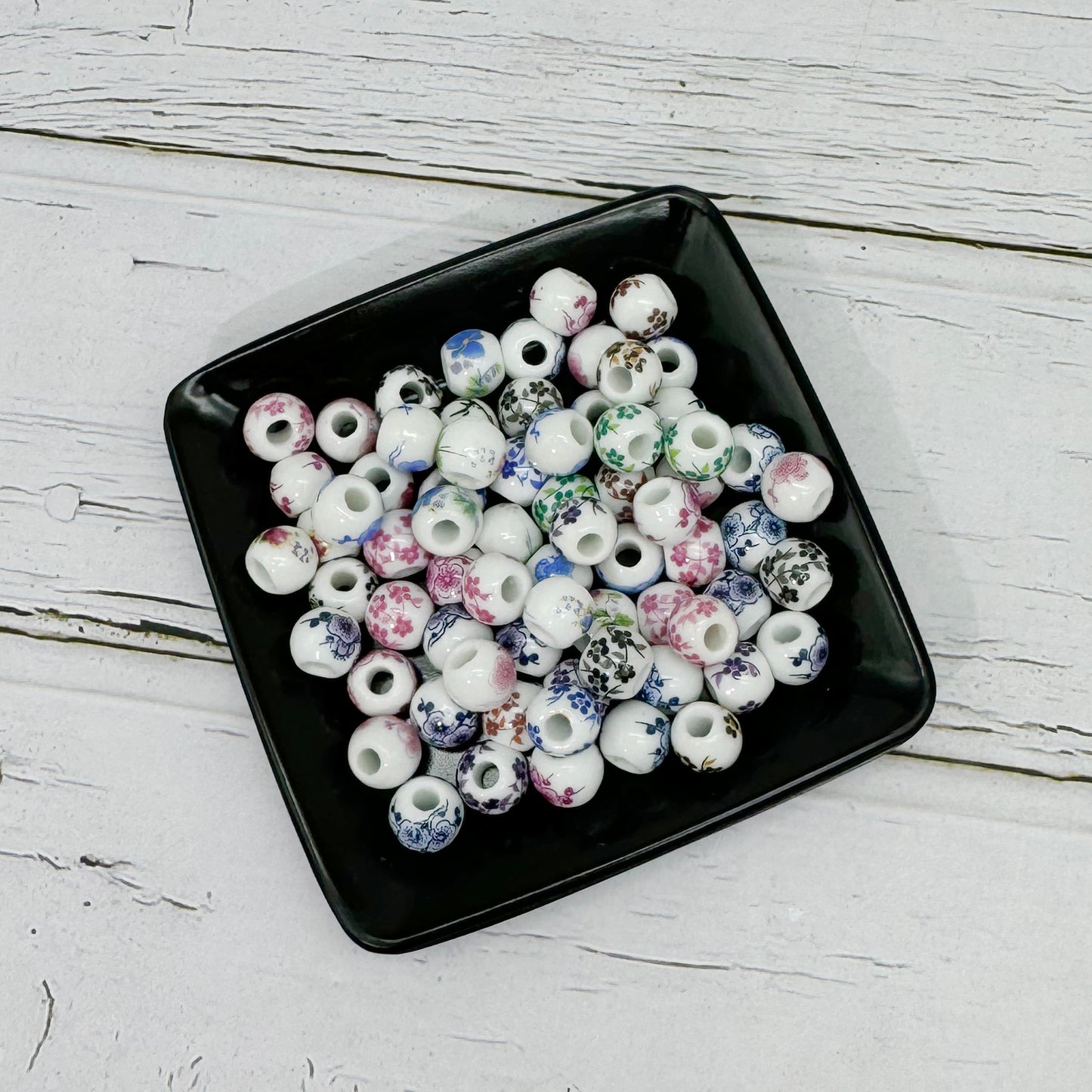 300pcs Flower Procelain Beads Spacer Loose Beads for Jewelry Necklace Bracelet Earring Making DIY Craft