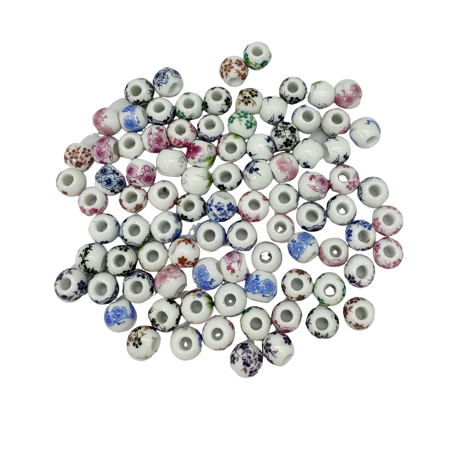300pcs Flower Procelain Beads Spacer Loose Beads for Jewelry Necklace Bracelet Earring Making DIY Craft