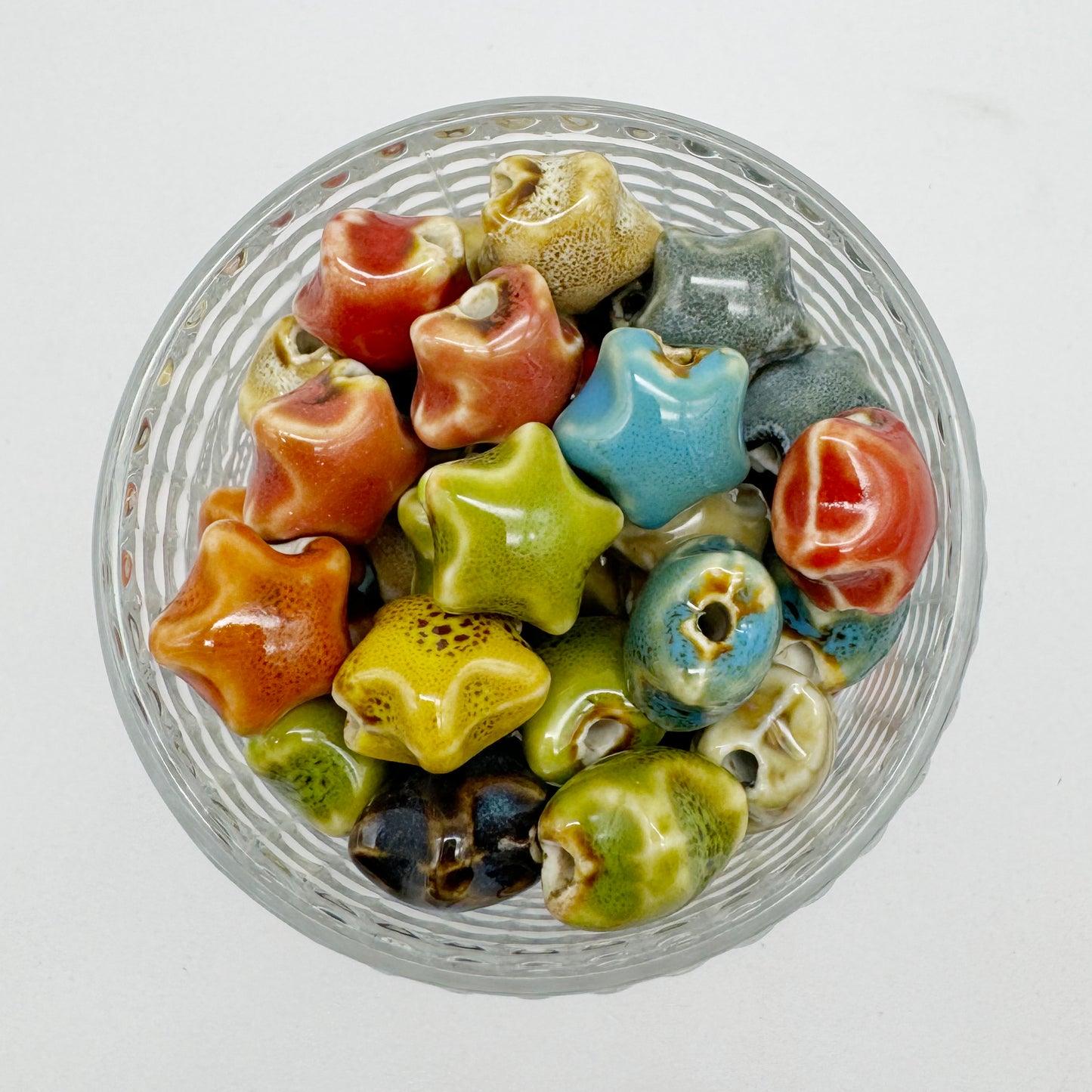 50pcs Mixed Star Ceramic Beads Spacer Loose Beads for Jewelry Necklace Bracelet Earring Making DIY Craft