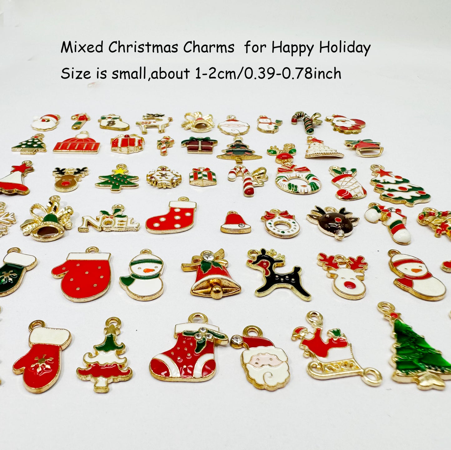 50PCS Christmas Theme Enamel Charms Alloy Snowman Elk Christmas Tree Gloves Pendants Party Decoration Jewelry Making Supplies Crafts Decor