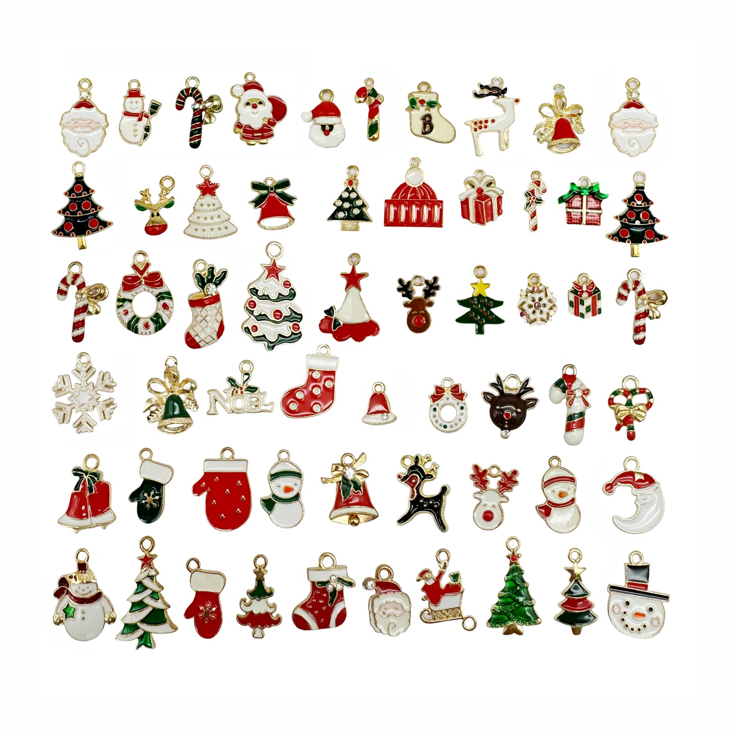 50PCS Christmas Theme Enamel Charms Alloy Snowman Elk Christmas Tree Gloves Pendants Party Decoration Jewelry Making Supplies Crafts Decor