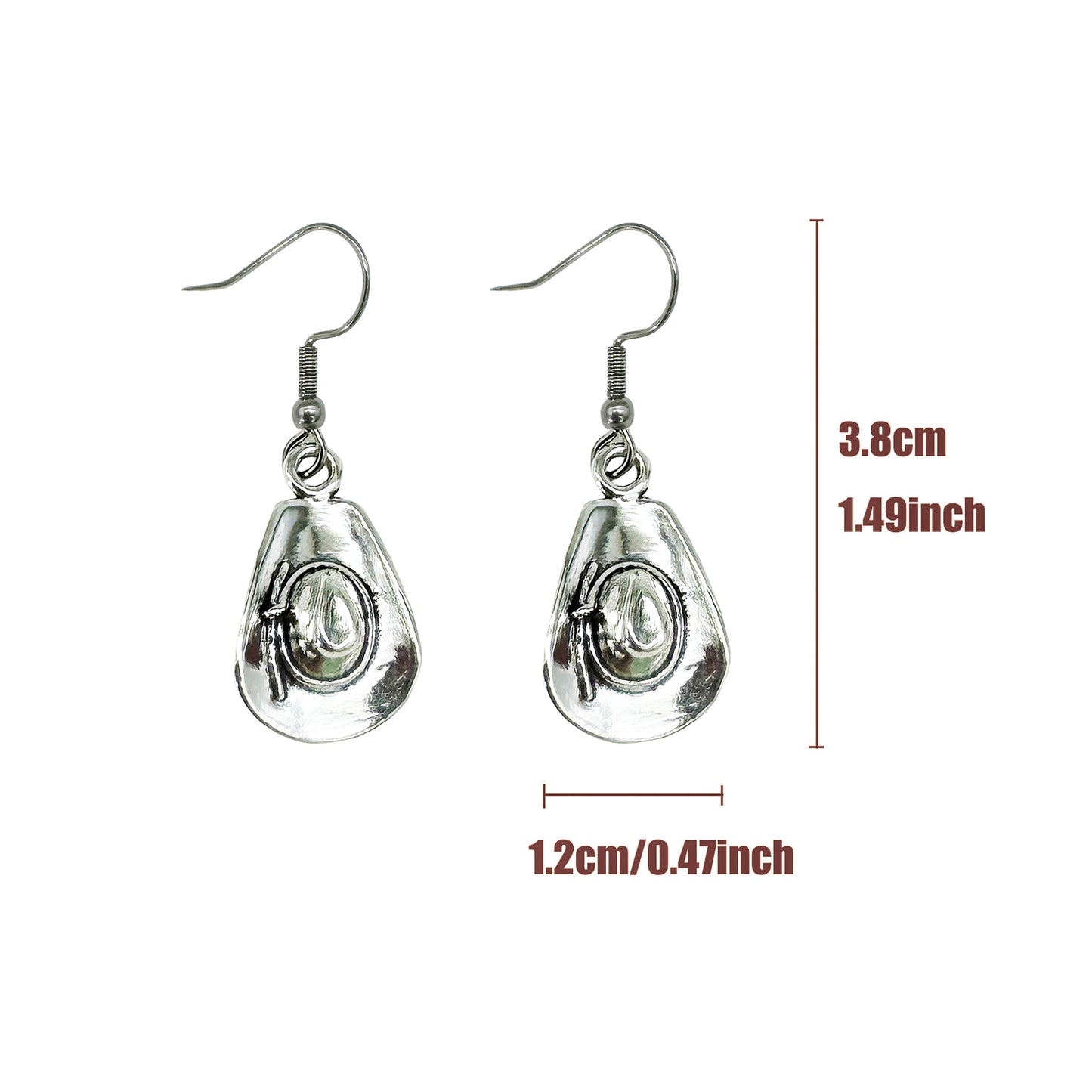 1/6Pairs Retro Silver Western Cowboy Collection Earrings Alloy Hats Boots Cactus Shaped Hook Earrings Women Ladies Hypoallergenic Earring Piercing Jewelry