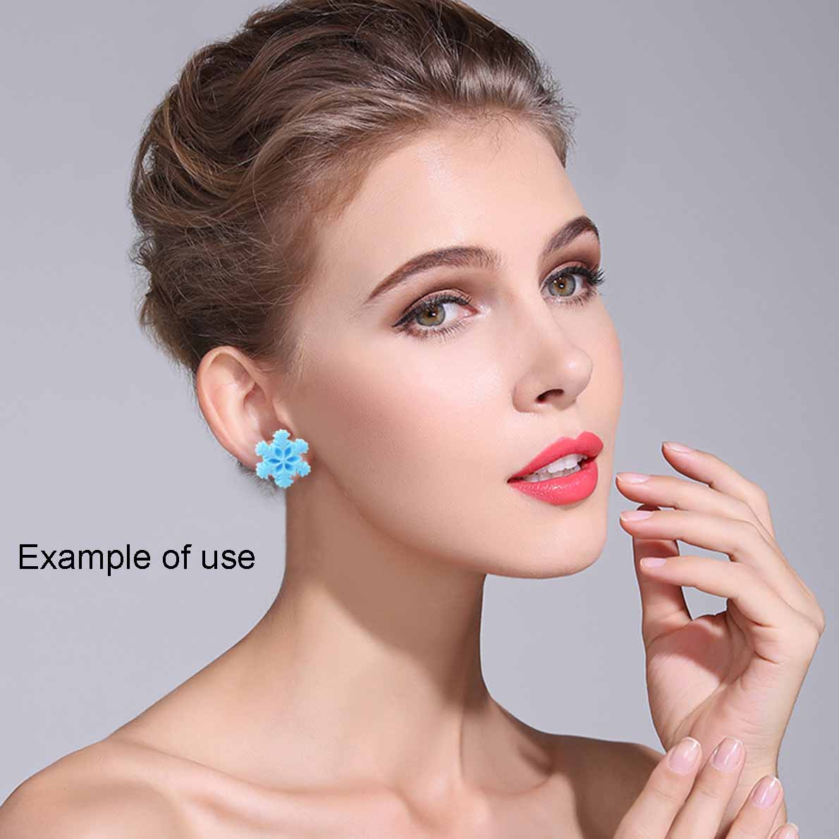 1 Pair 16mm Snowflake Ear Stud with Transparent Plum Blossom Shaped Silicone Earring Back Resin Earrings Women Girls Hypoallergenic Earring Piercing Jewelry